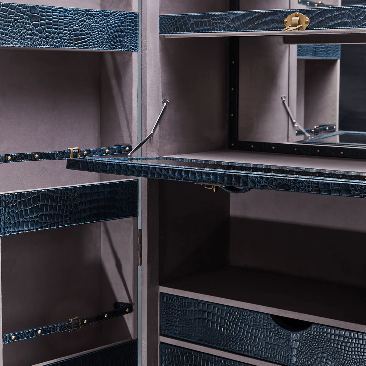 Artemis Croco Tall Leather Bar Blue - Image 4