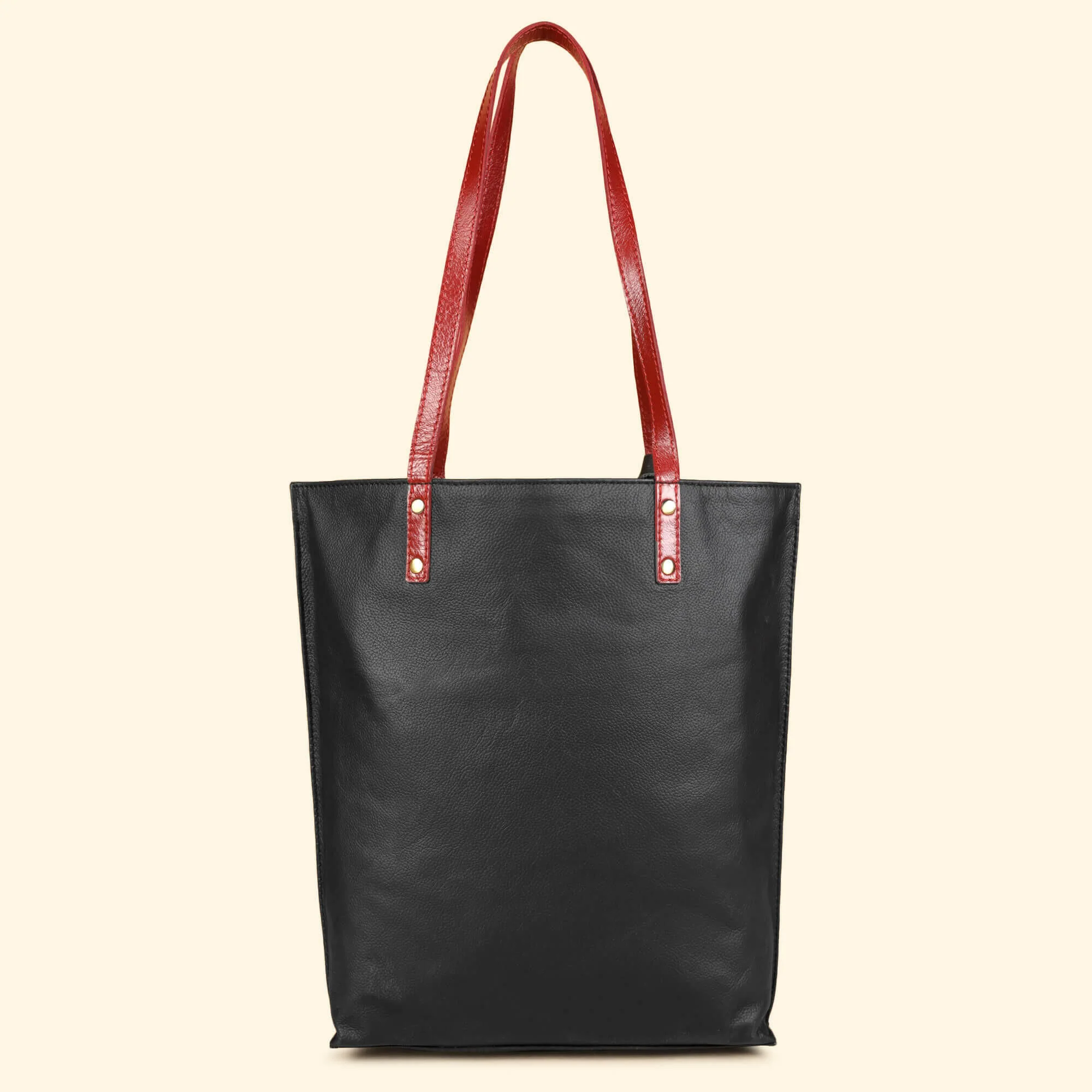 Auna Tote Bag- Genuine Waxy Leather Black - Image 2
