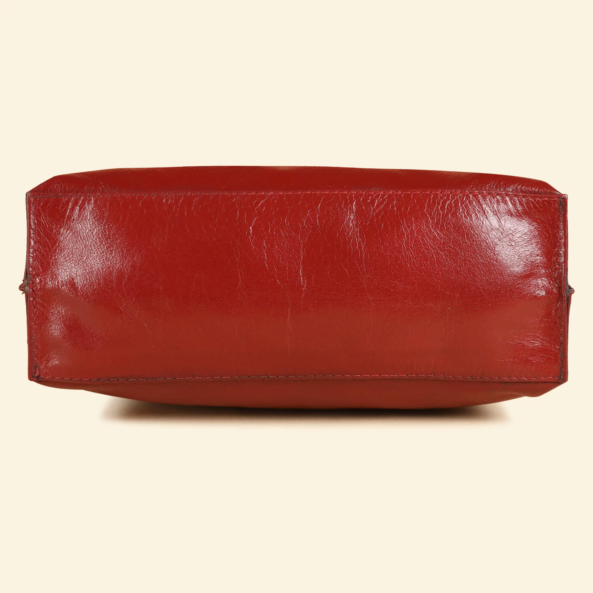 Auna Tote Bag- Genuine Waxy Leather Red - Image 7