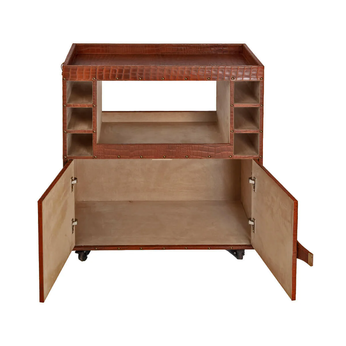 Belize Croco Leather Bar Trolley Tan - Image 4