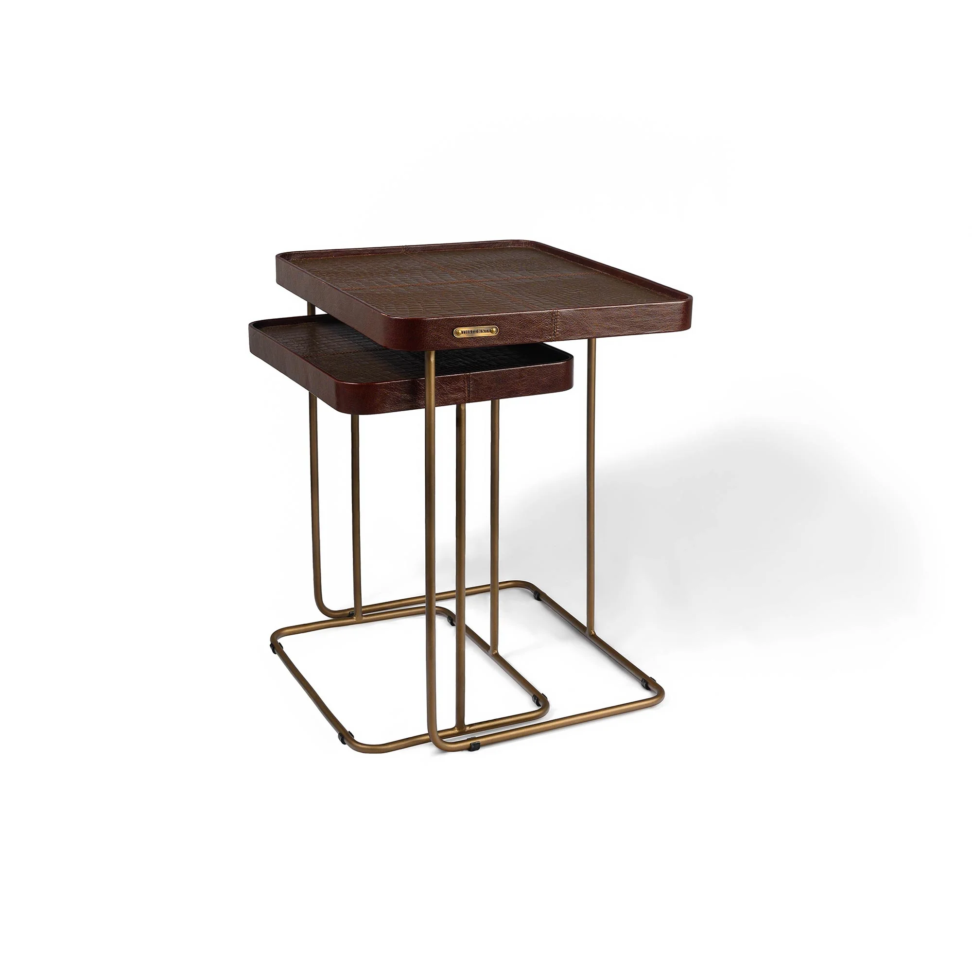 Croco Nested Table- Brown (Set Of Two) - Image 3