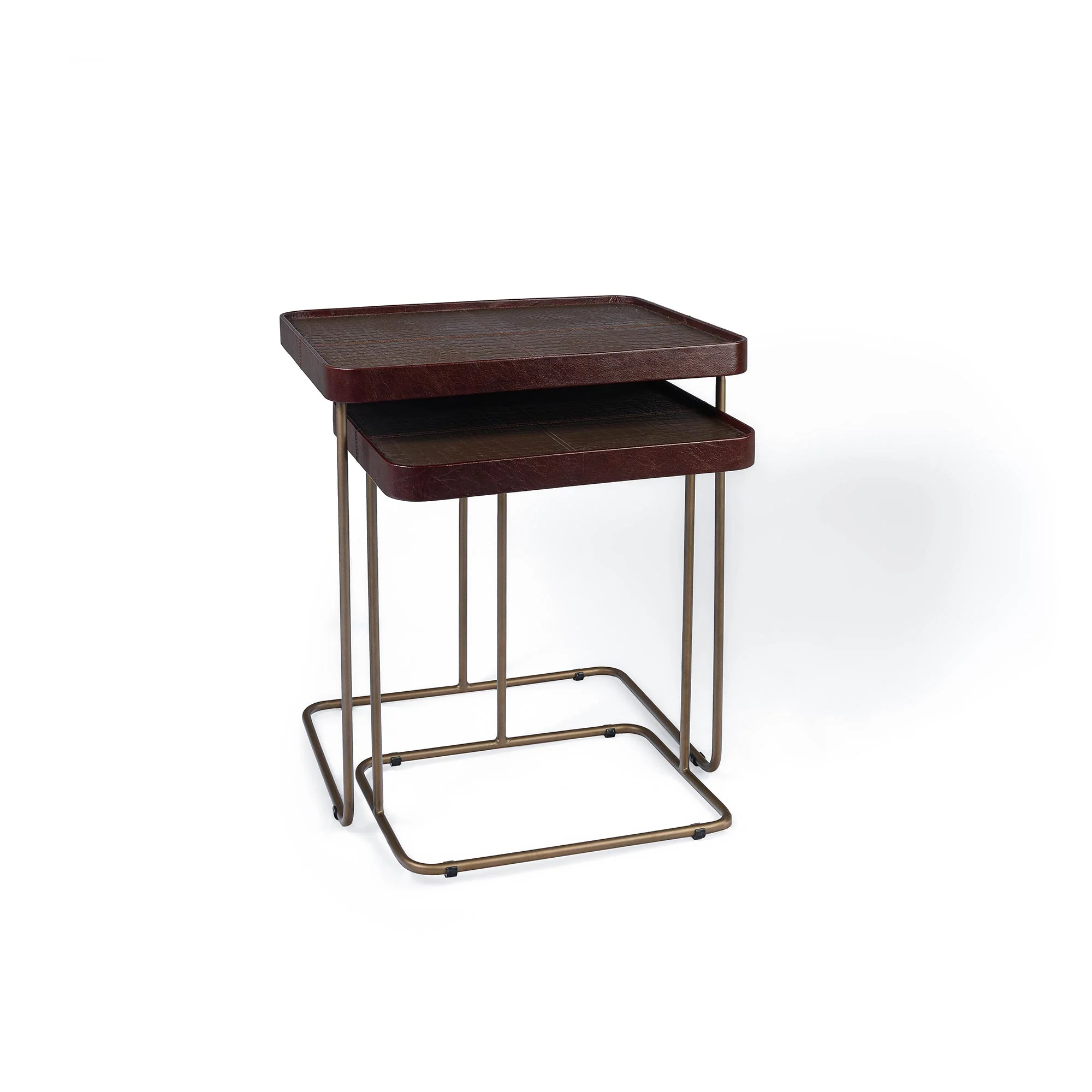 Croco Nested Table- Brown (Set Of Two) - Image 4
