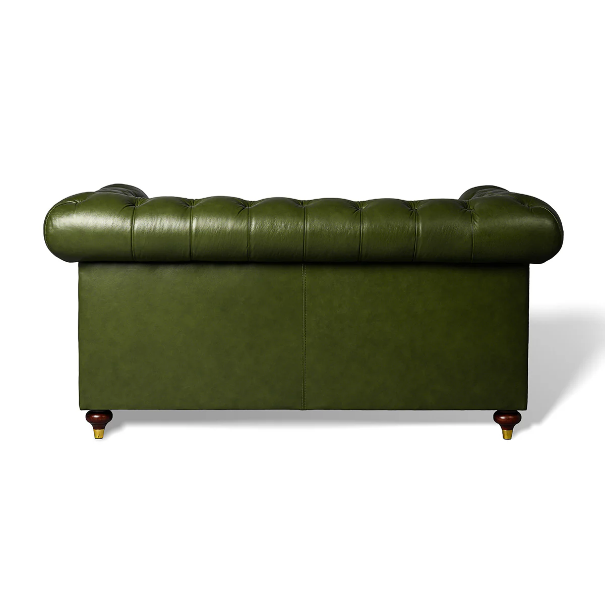 Chesterfield Genuine Leather Two Seater Sofa Olive Green - Image 4