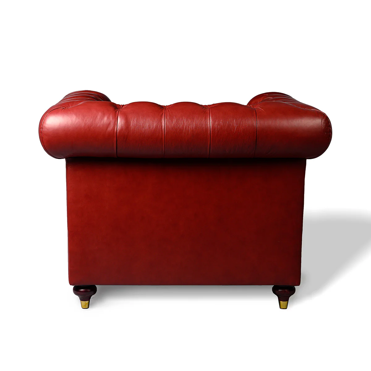 Chesterfield Genuine Leather Single Seater Sofa Red - Image 4