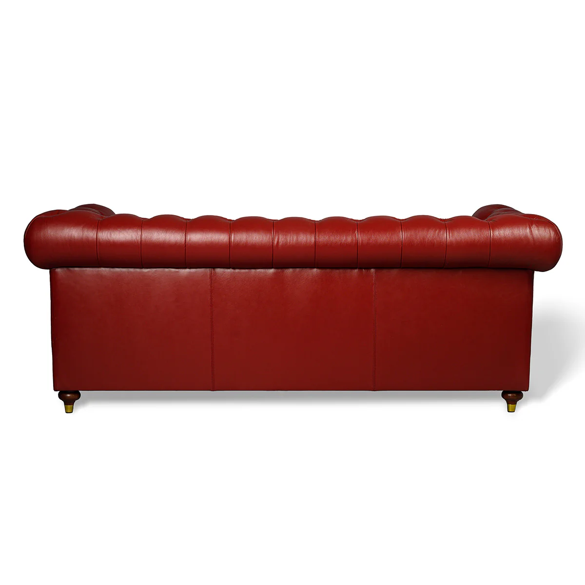 Chesterfield Genuine Leather Three Seater Sofa Red - Image 4