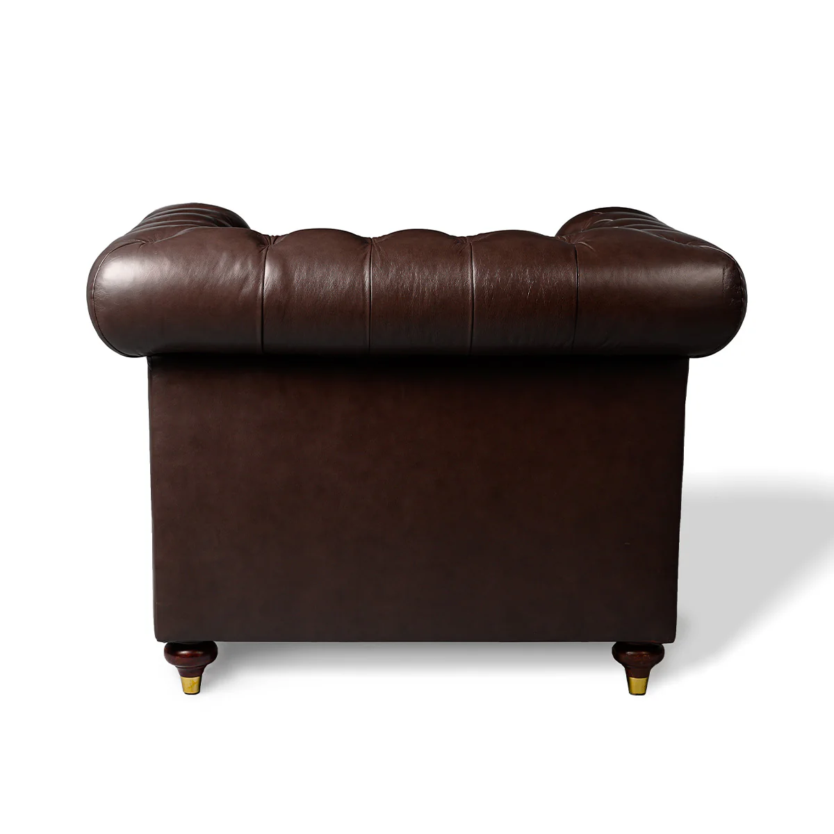 Chesterfield Genuine Leather Single Seater Sofa Brown - Image 4