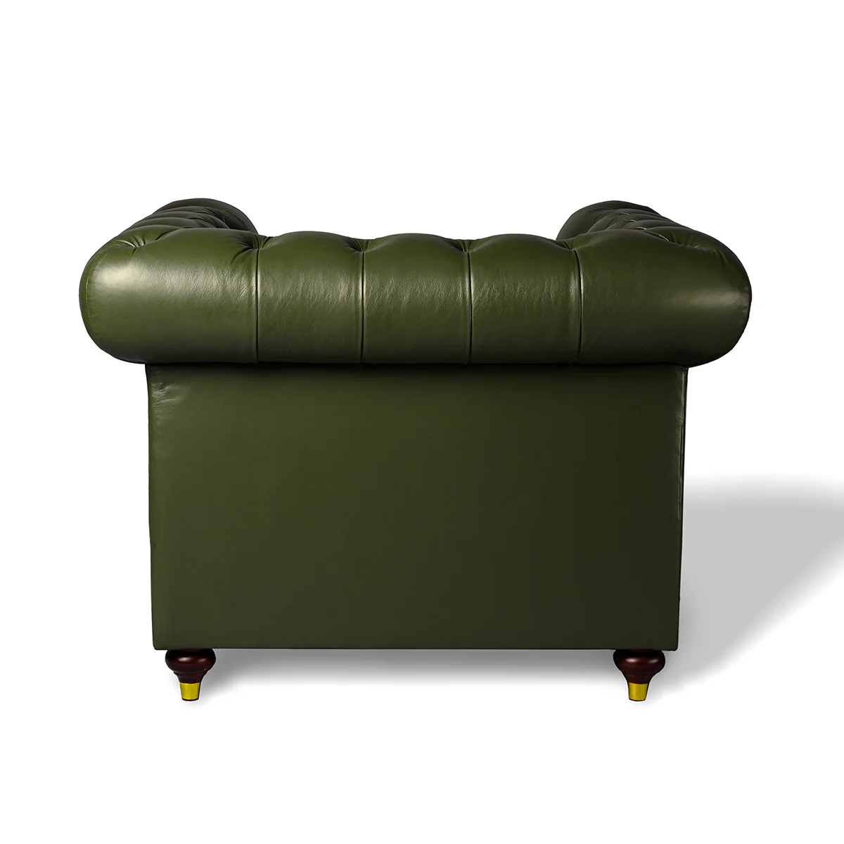 Chesterfield Genuine Leather Single Seater Sofa Olive Green - Image 4