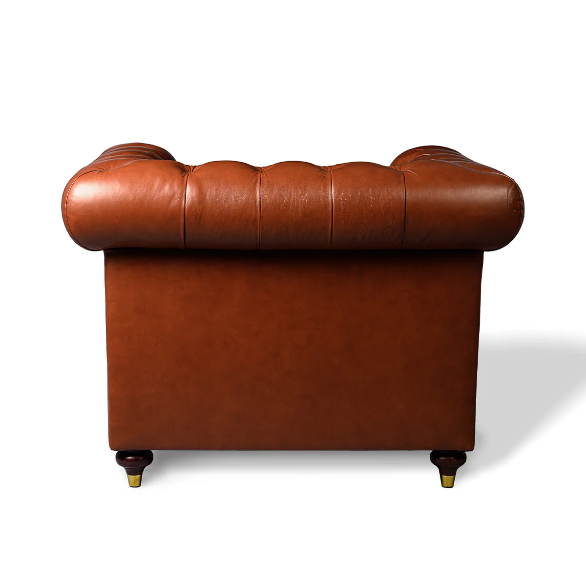 Chesterfield Genuine Leather Single Seater Sofa Cognac - Image 4