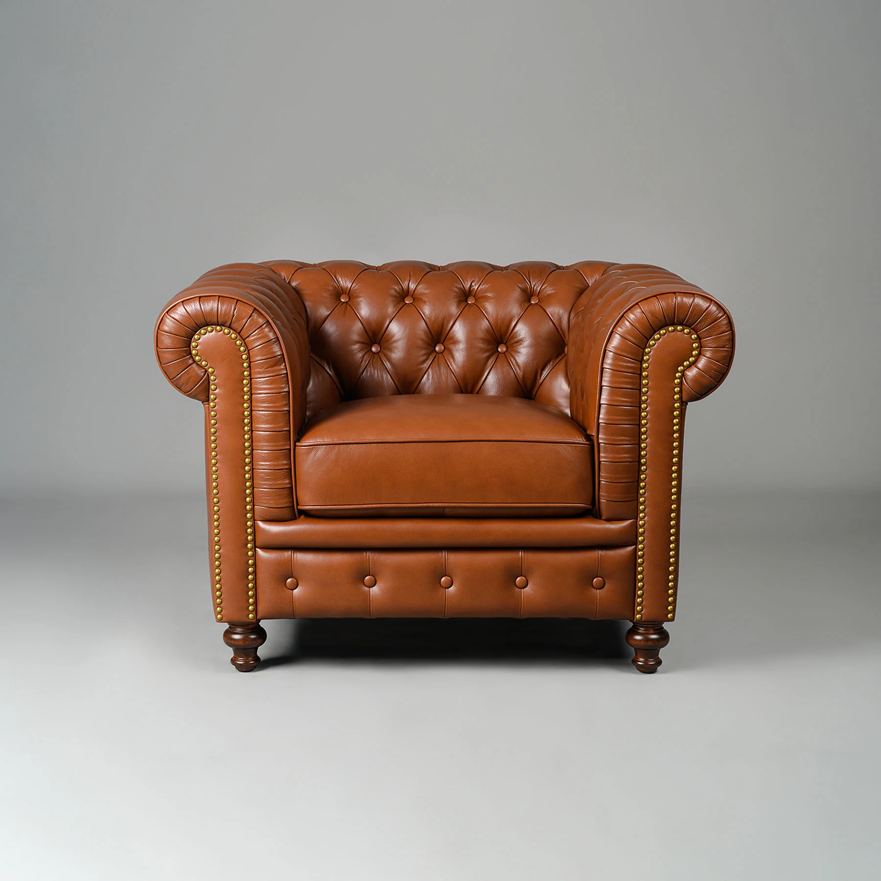 Classic Chesterfield Single Seater Sofa Cognac