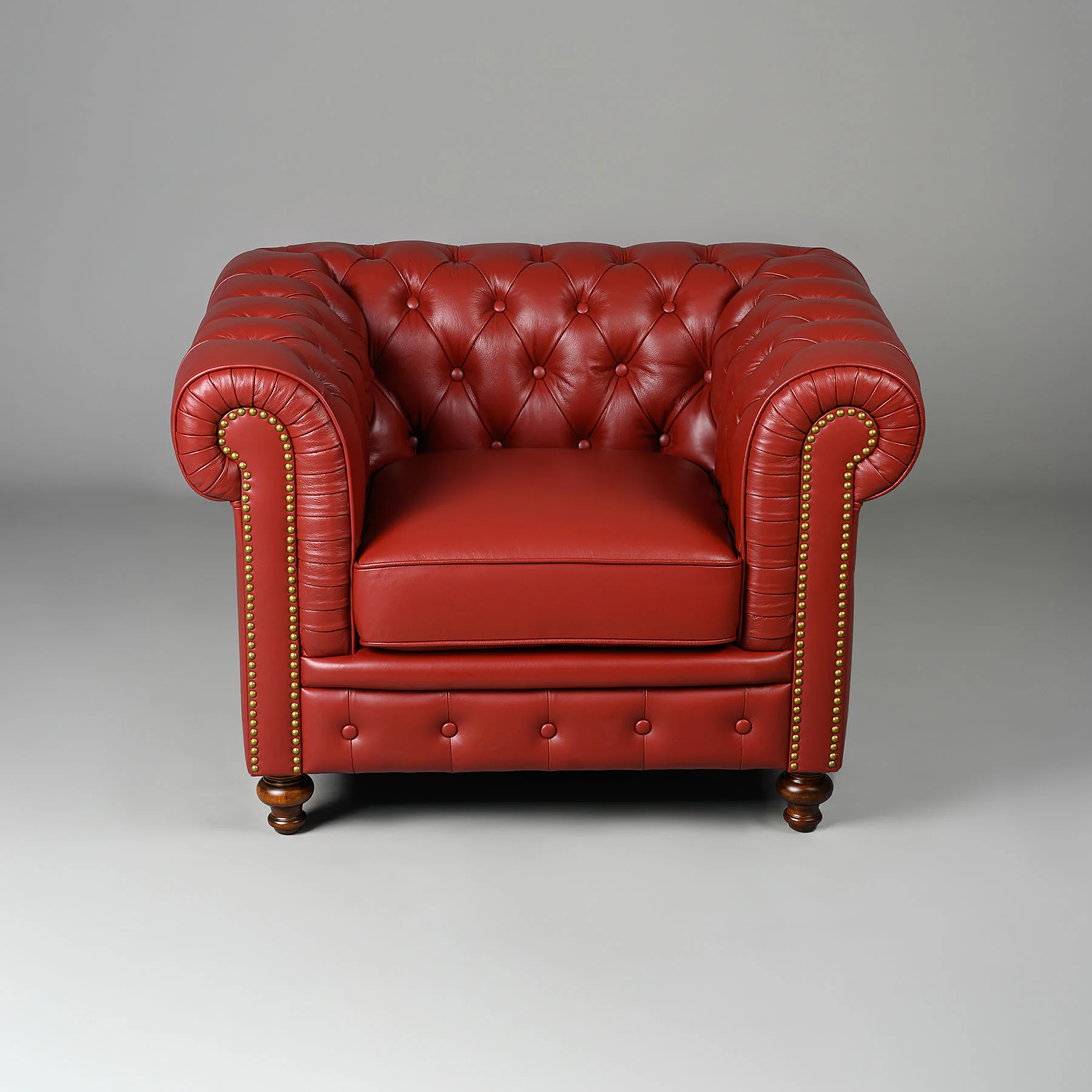 Classic Chesterfield Single Seater Sofa Red - Image 2