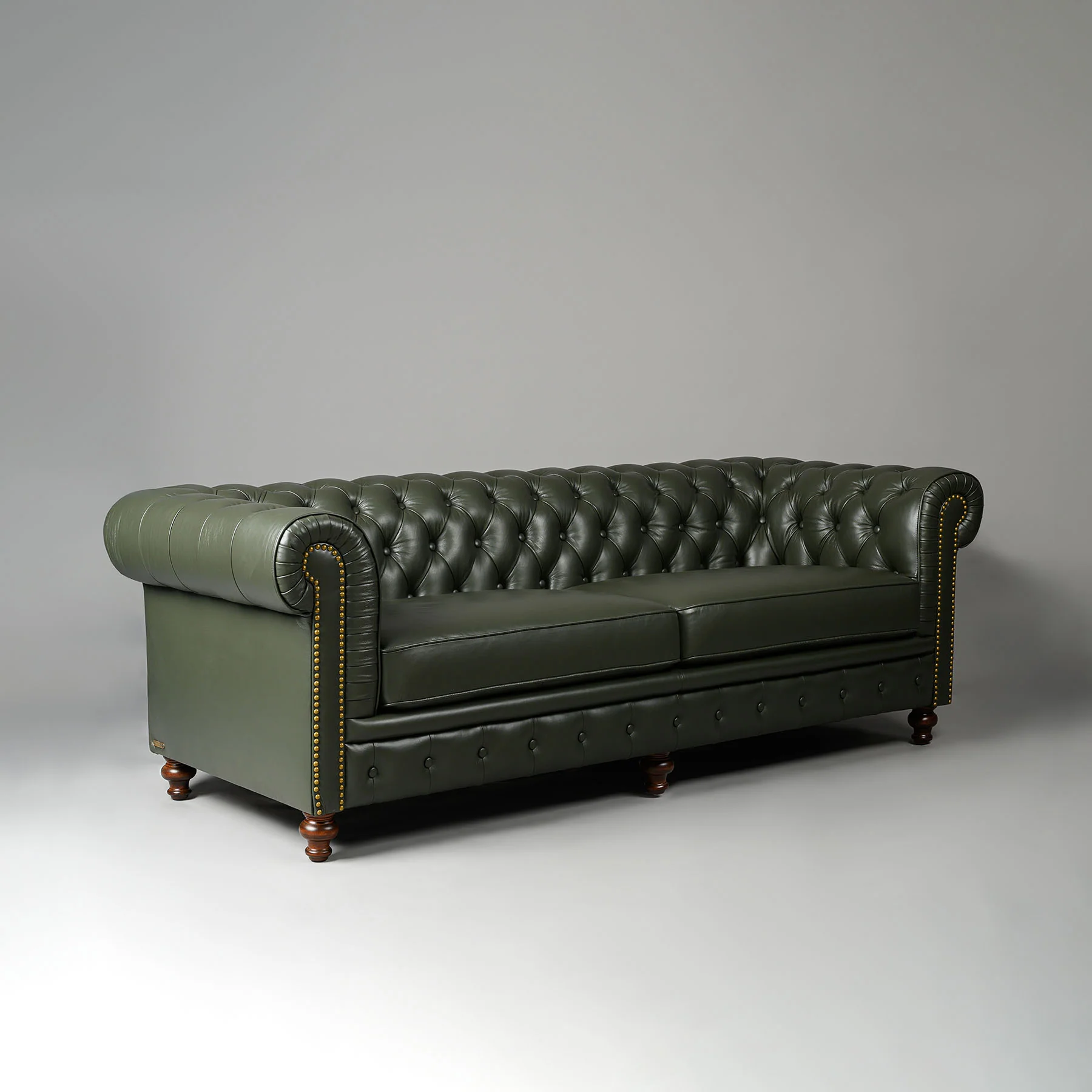 Classic Chesterfield Three Seater Sofa Olive Green - Image 3