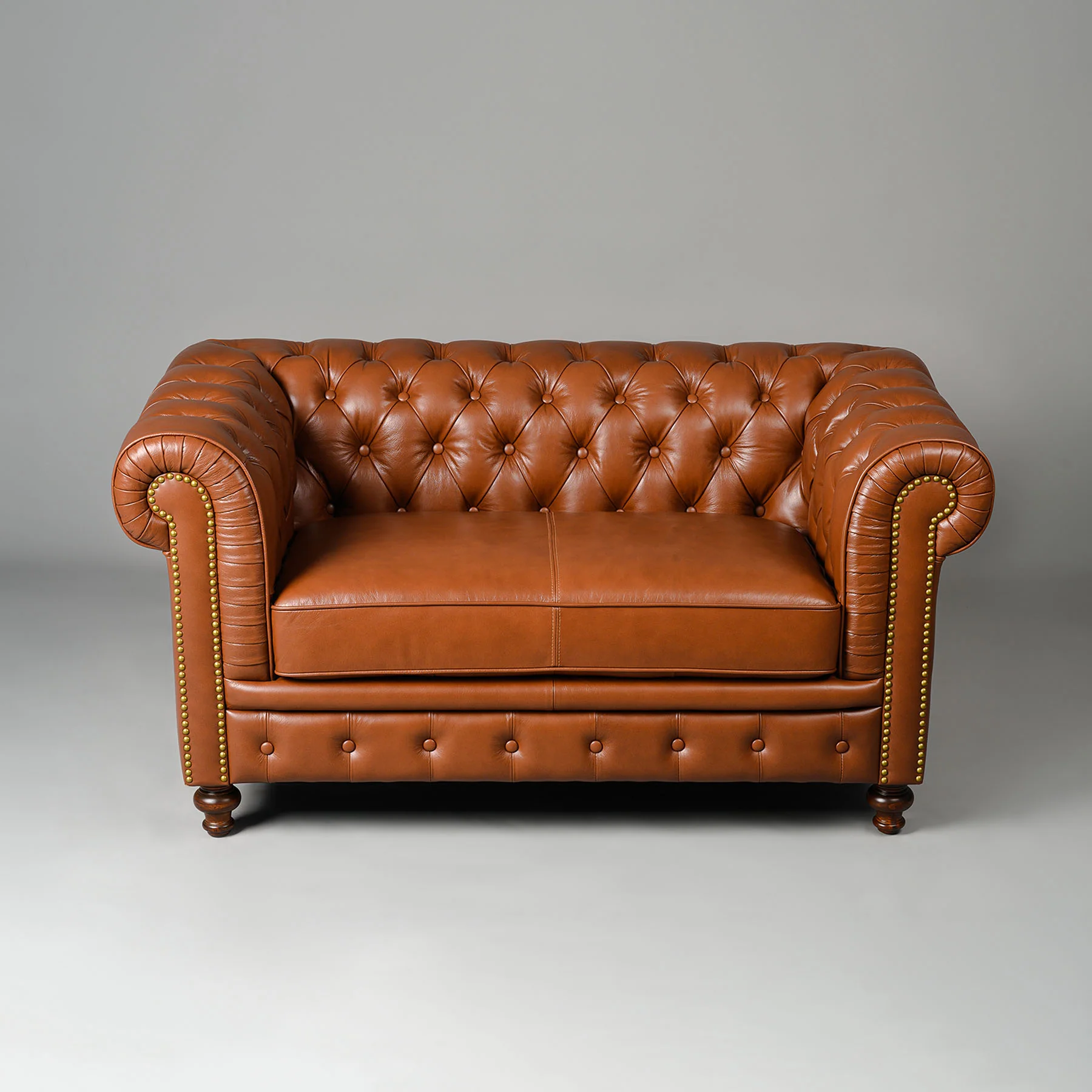 Classic Chesterfield Two Seater Sofa Cognac - Image 2