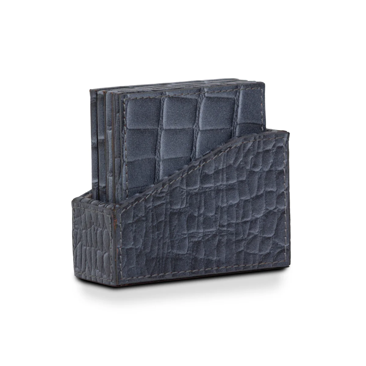 Eden Coaster Set of 4 In Genuine Croco Leather Grey - Image 3