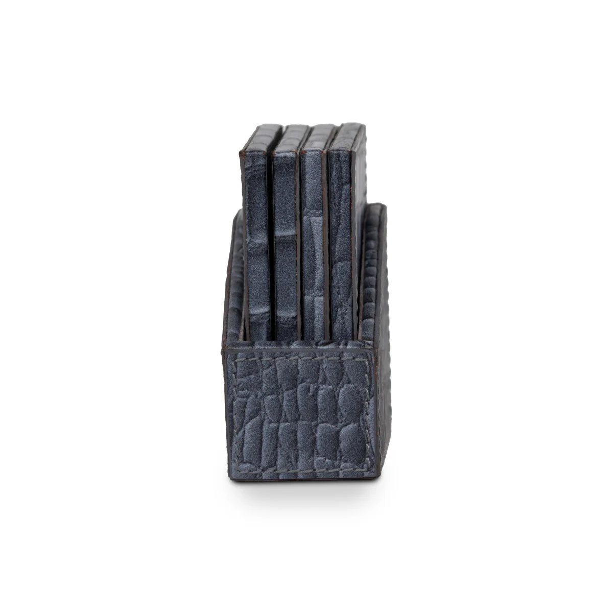 Eden Coaster Set of 4 In Genuine Croco Leather Grey - Image 4