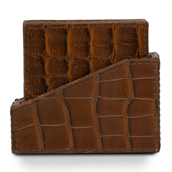 Eden Coaster Set of 4 In Genuine Croco Leather Tan - Image 2