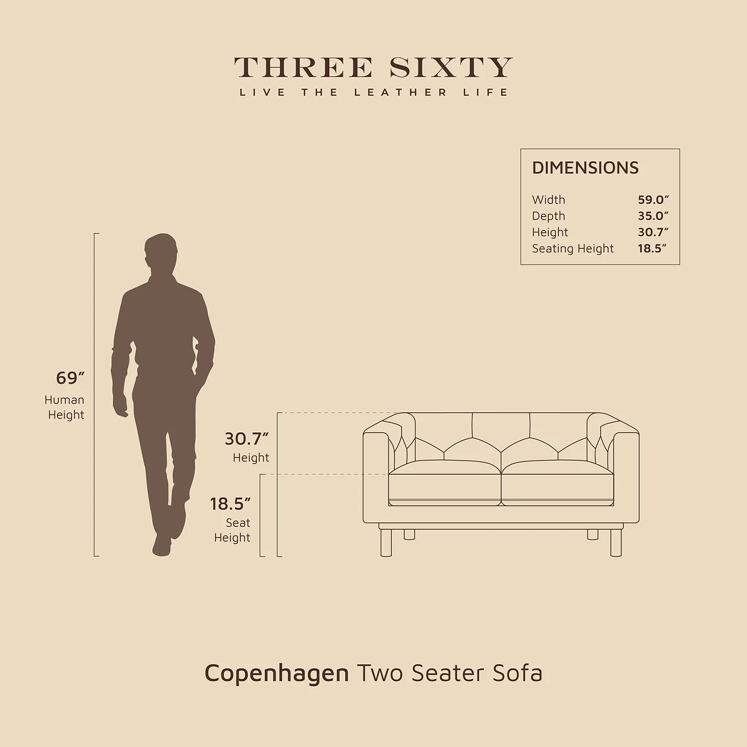 Copenhagen Two Seater Sofa Black - Image 7
