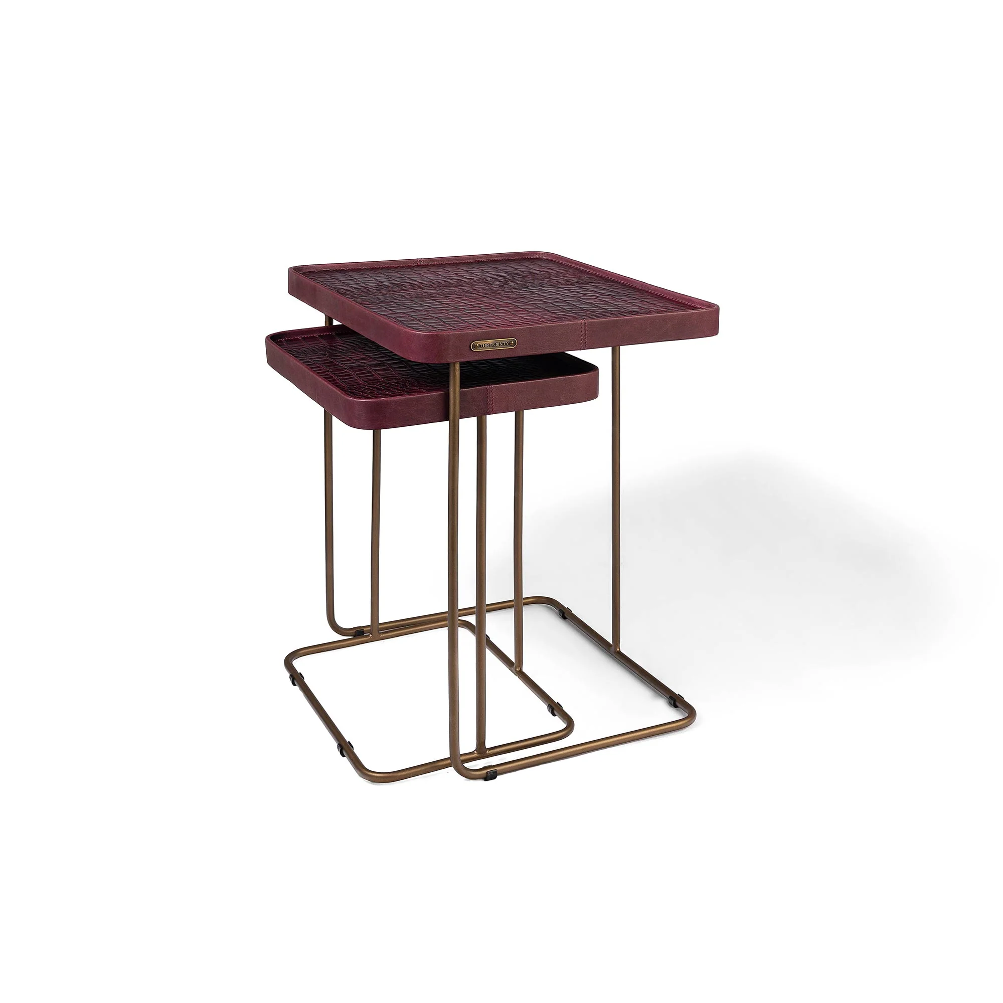 Croco Nested Table- Burgundy (Set Of Two) - Image 3