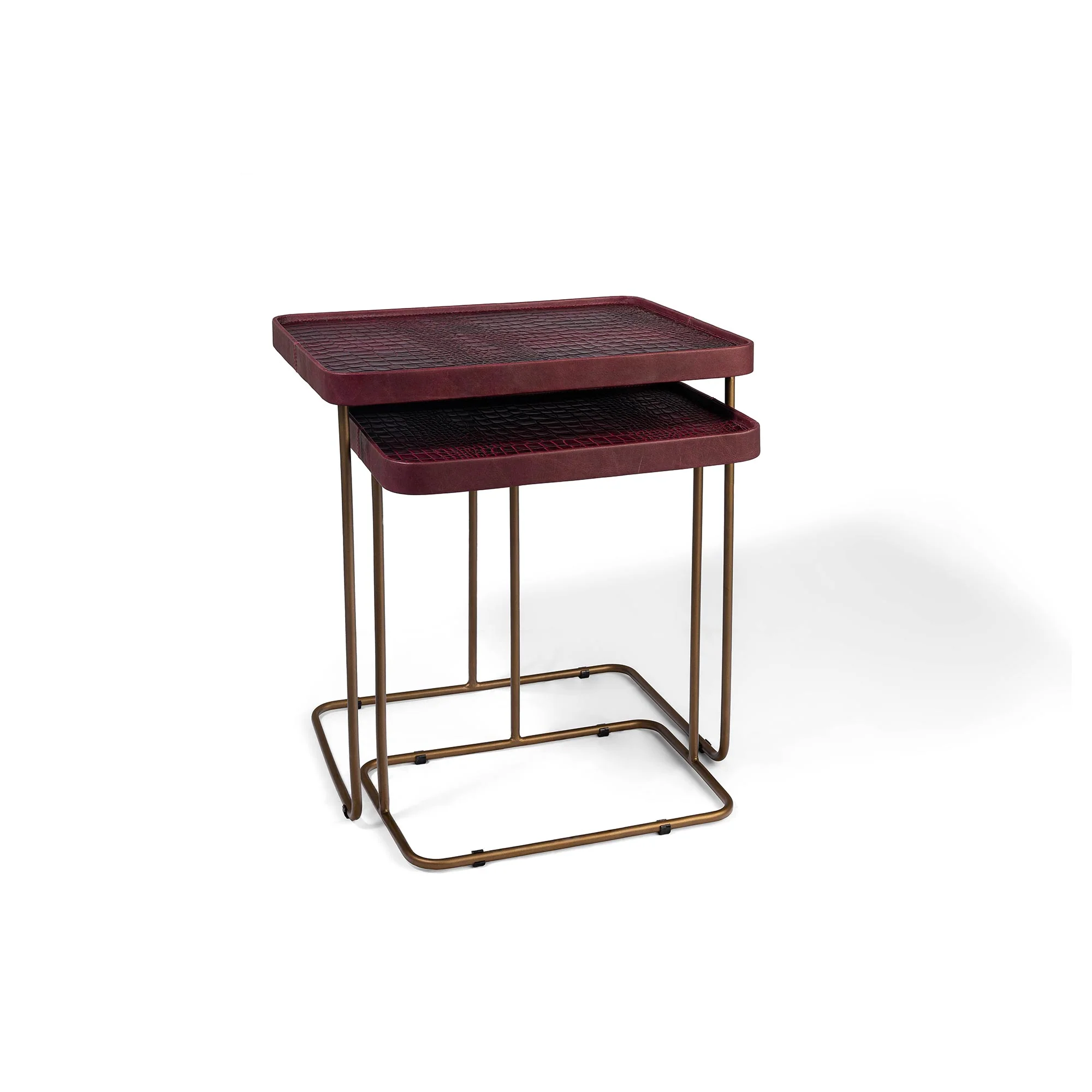 Croco Nested Table- Burgundy (Set Of Two) - Image 4