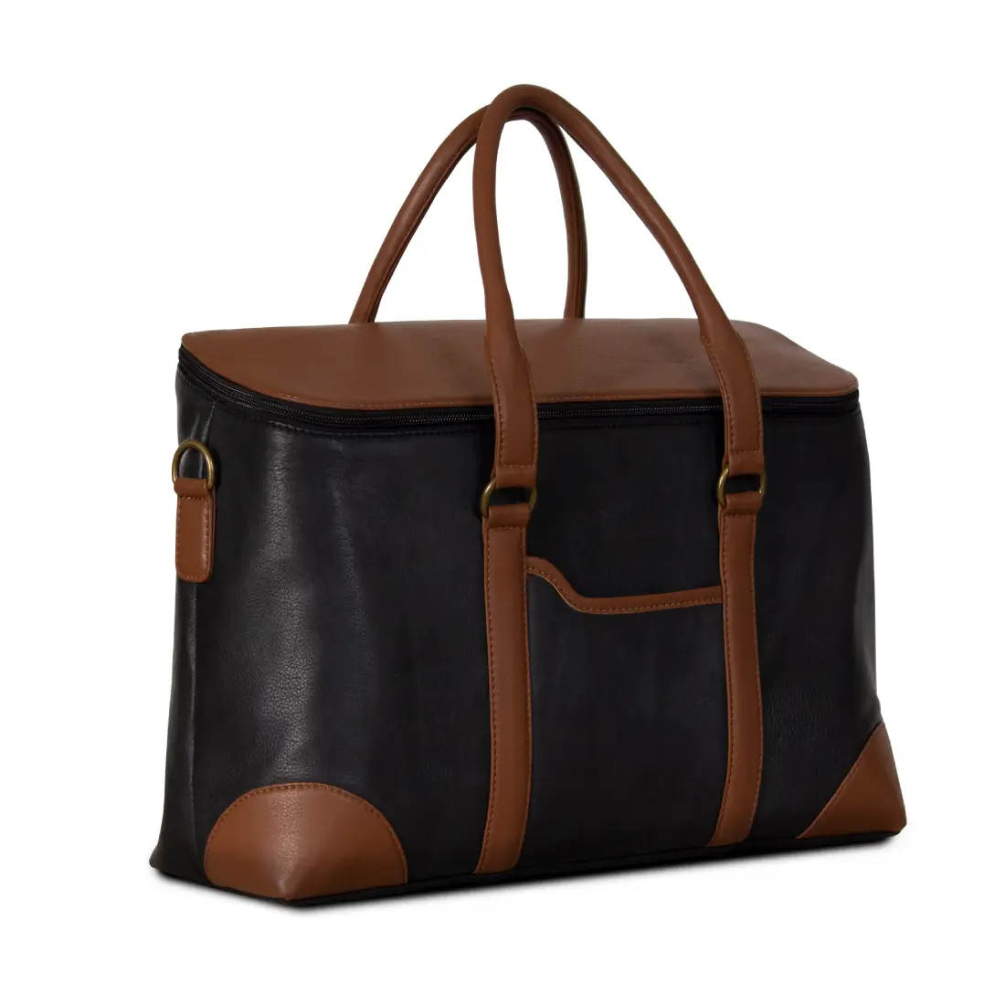 Duffle Bag Genuine Leather Black & Brown - Image 3