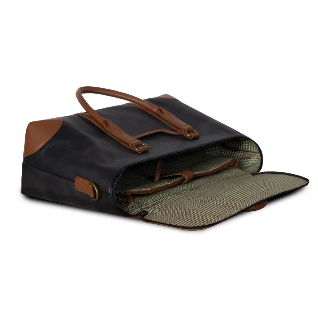 Duffle Bag Genuine Leather Black & Brown - Image 4