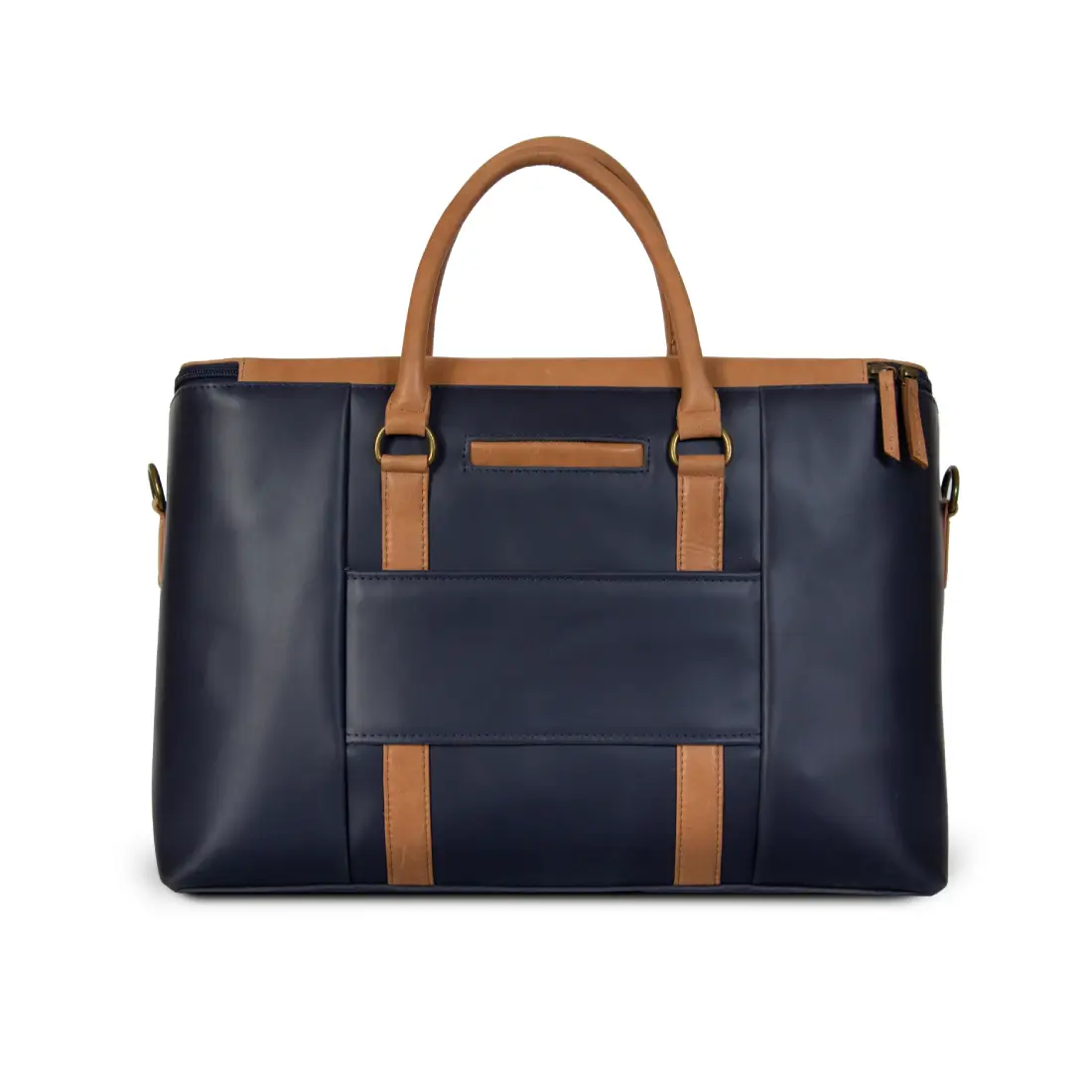 Duffle Bag Genuine Leather Blue & Brown - Image 2