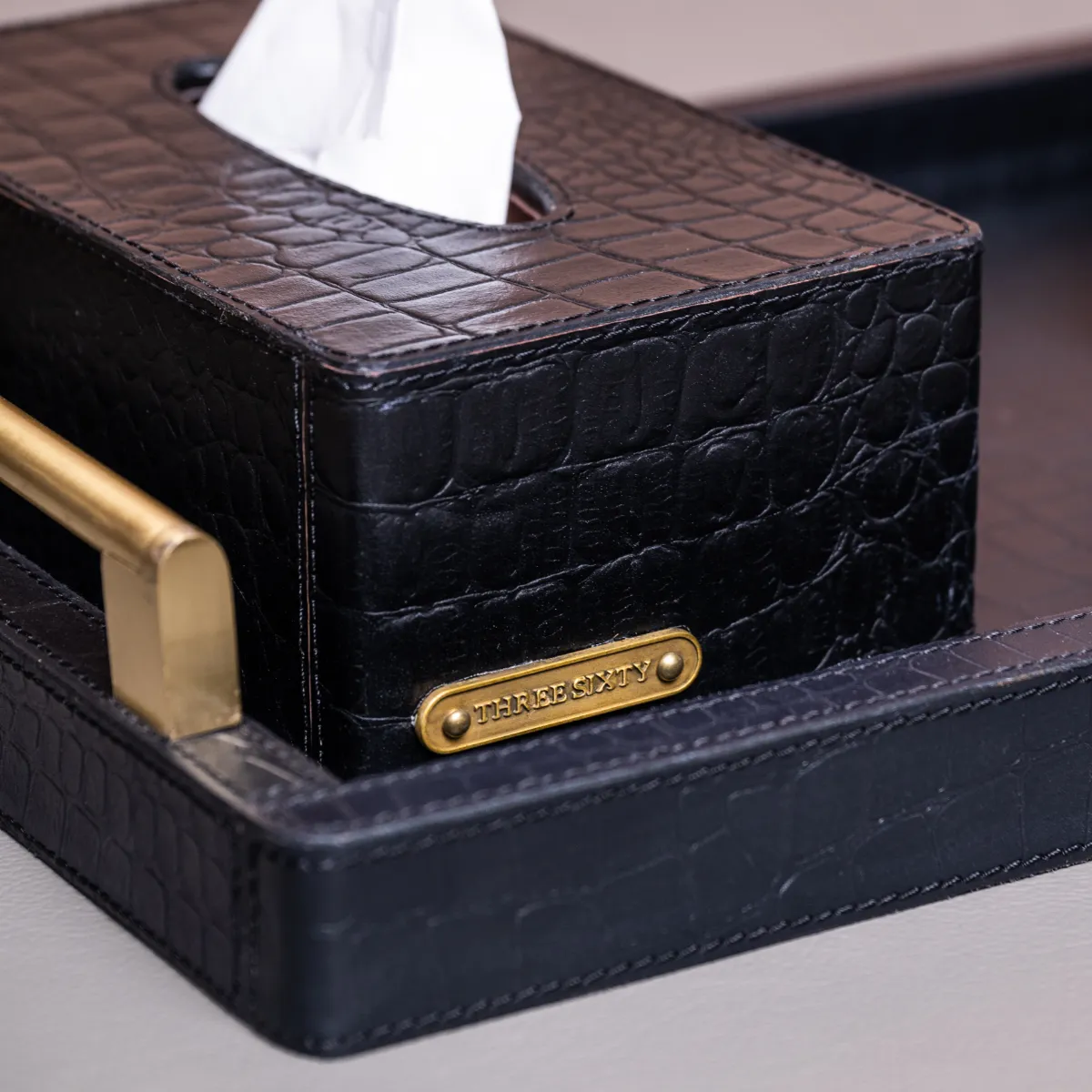 Eden Tray Set with Tissue Box & Coasters Black - Image 3