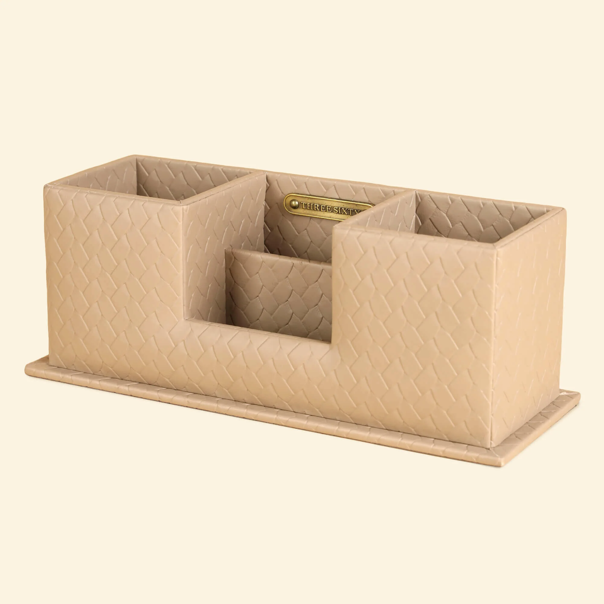 Entwine Desk Caddy Beige | Faux Leather Desk Organizers - Image 3