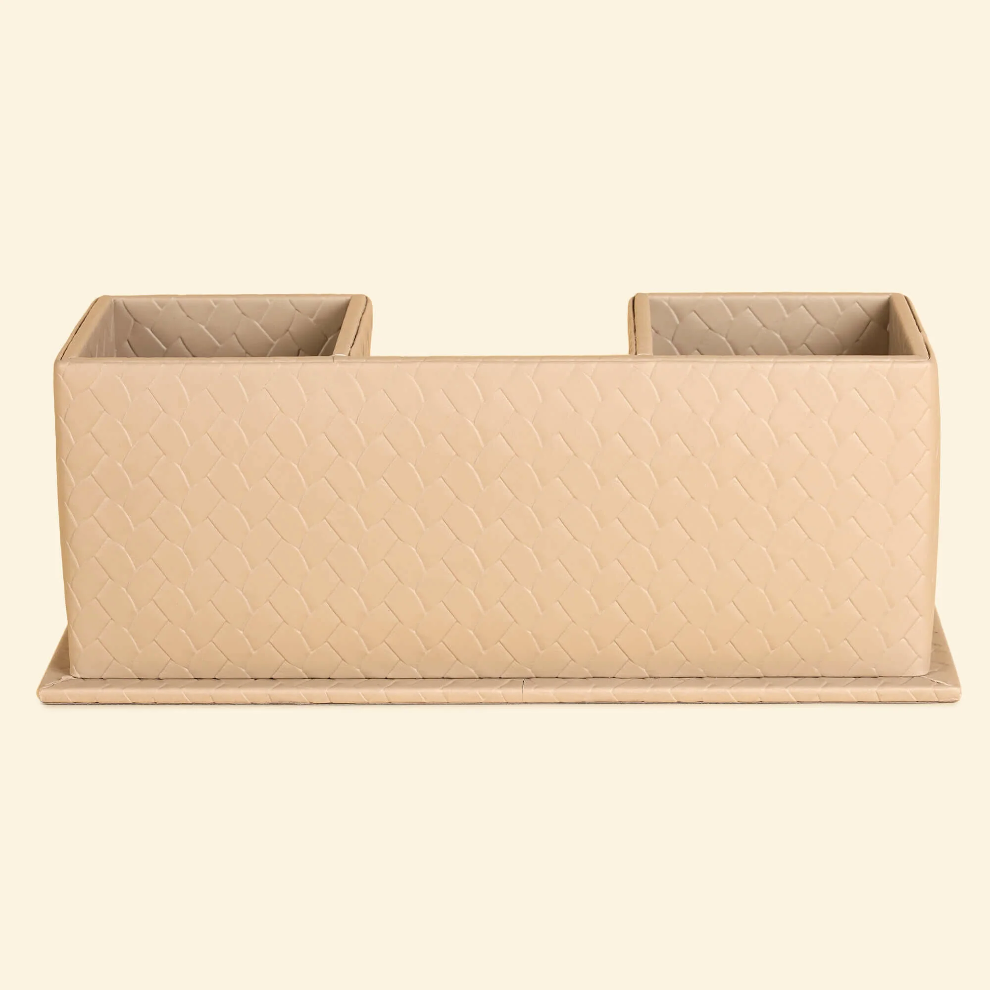 Entwine Desk Caddy Beige | Faux Leather Desk Organizers - Image 4