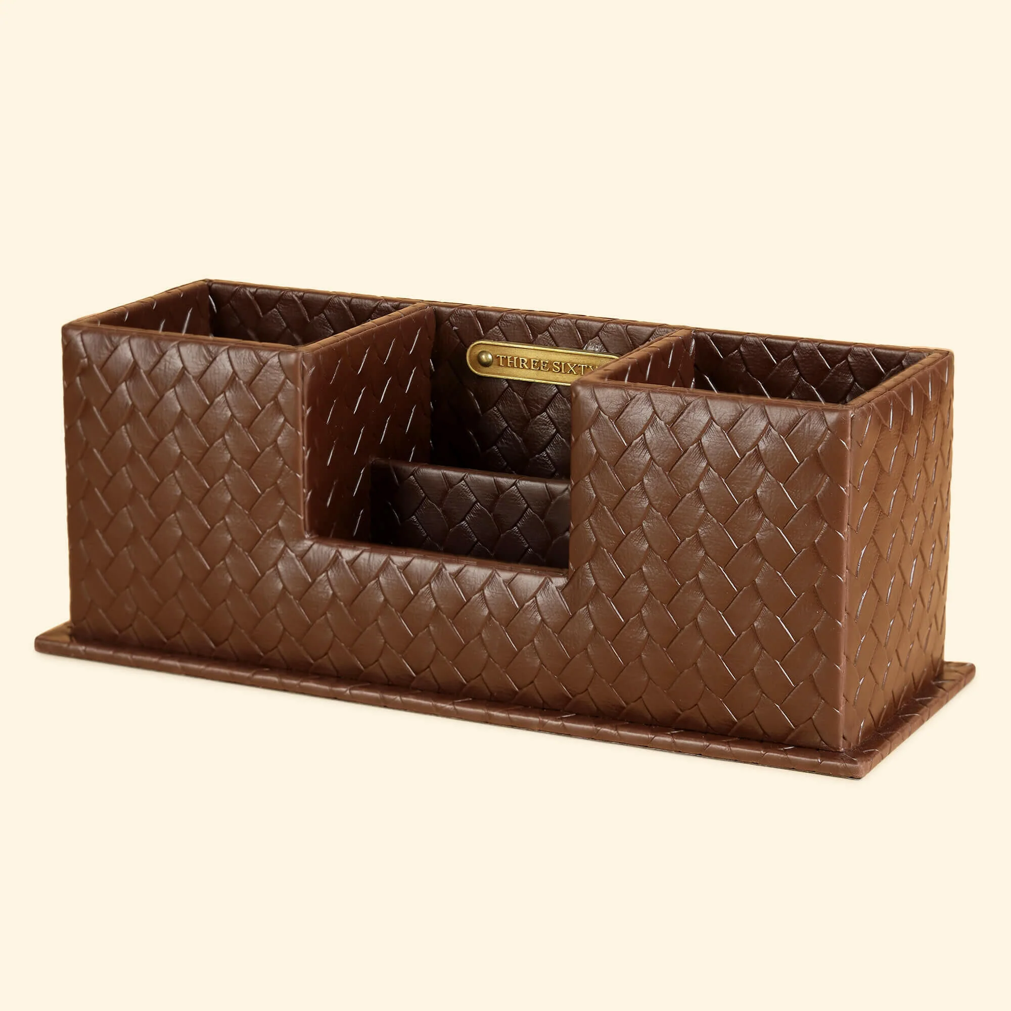 Entwine Desk Caddy Brown | Faux Leather Desk Organizers - Image 3