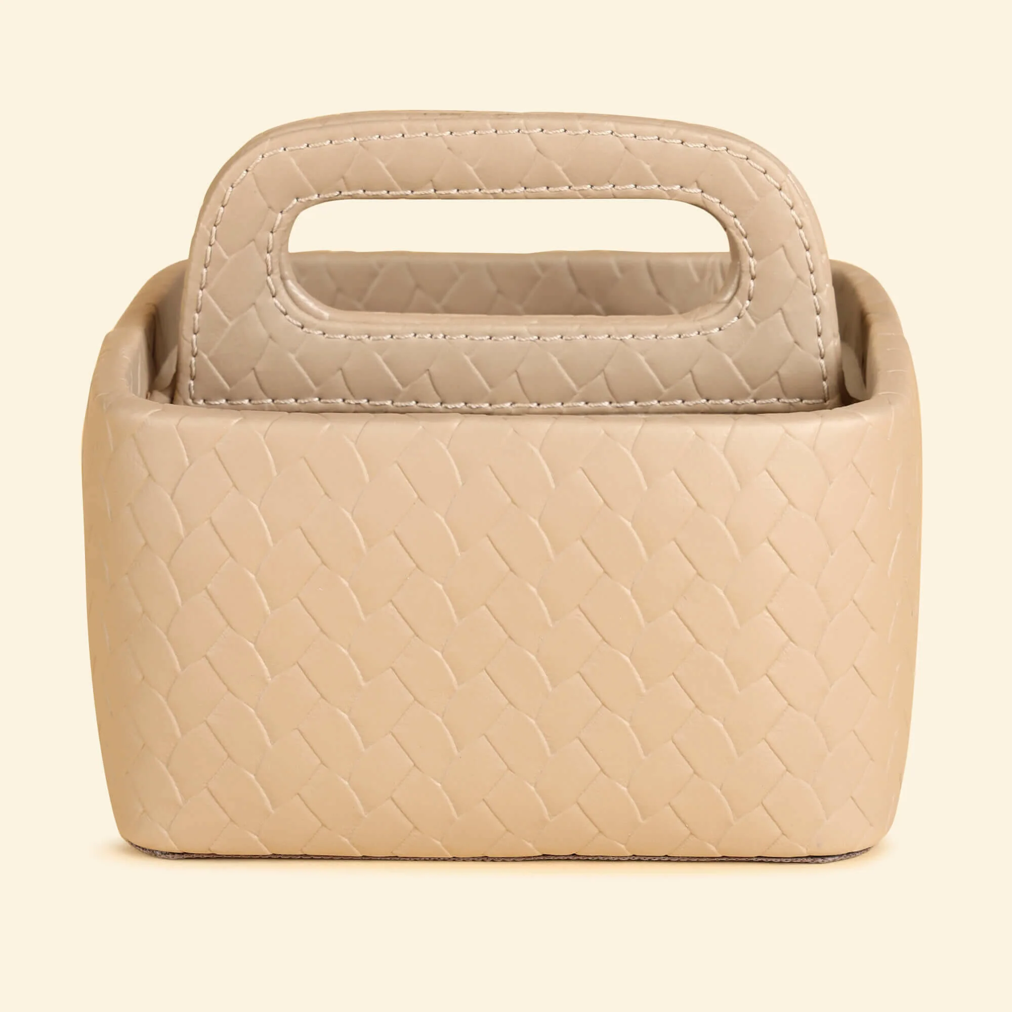 Entwine Multipurpose Caddy Beige | Faux Leather Desk Organizers - Image 5