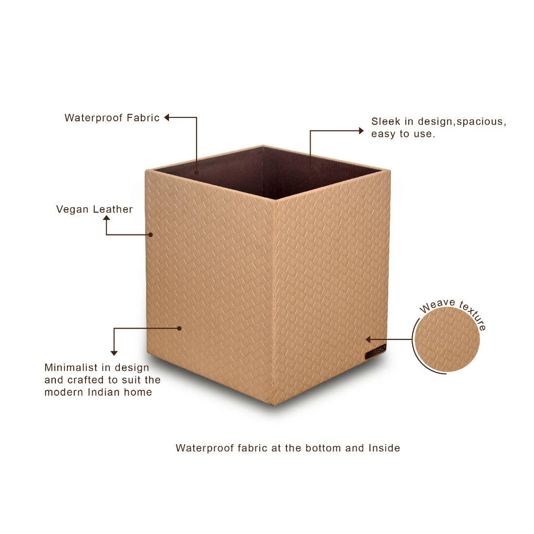 Entwine Taper Waste Bin Beige - Image 6