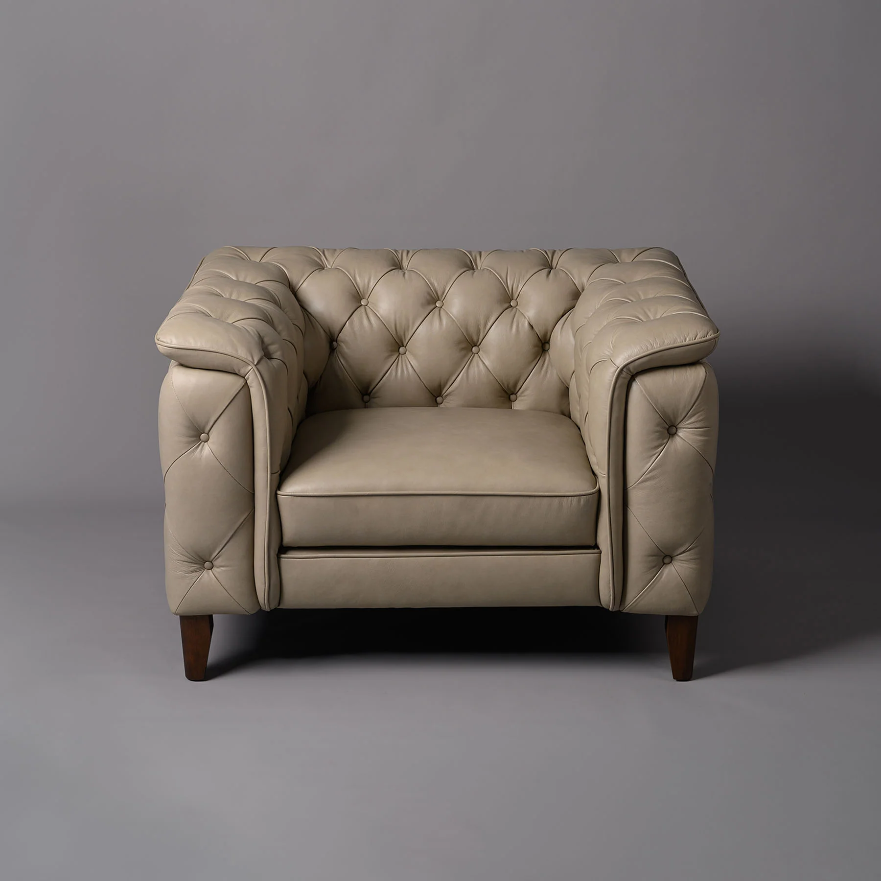 Exeter Chesterfield Single Seater Sofa Beige - Image 4