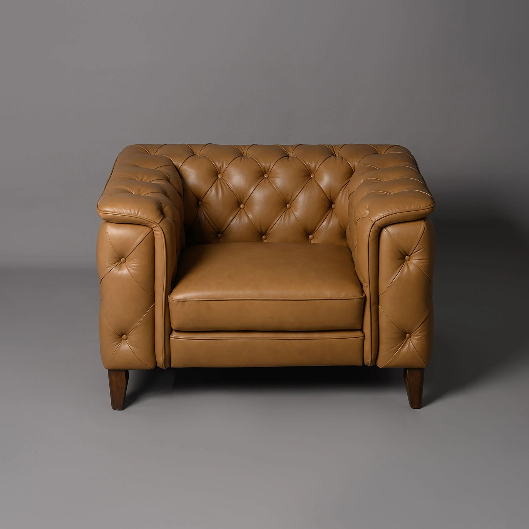 Exeter Chesterfield Single Seater Sofa Tan - Image 4