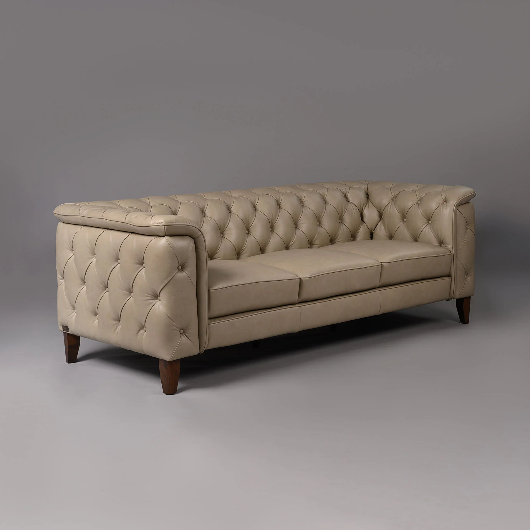 Exeter Chesterfield Three Seater Sofa Beige - Image 2