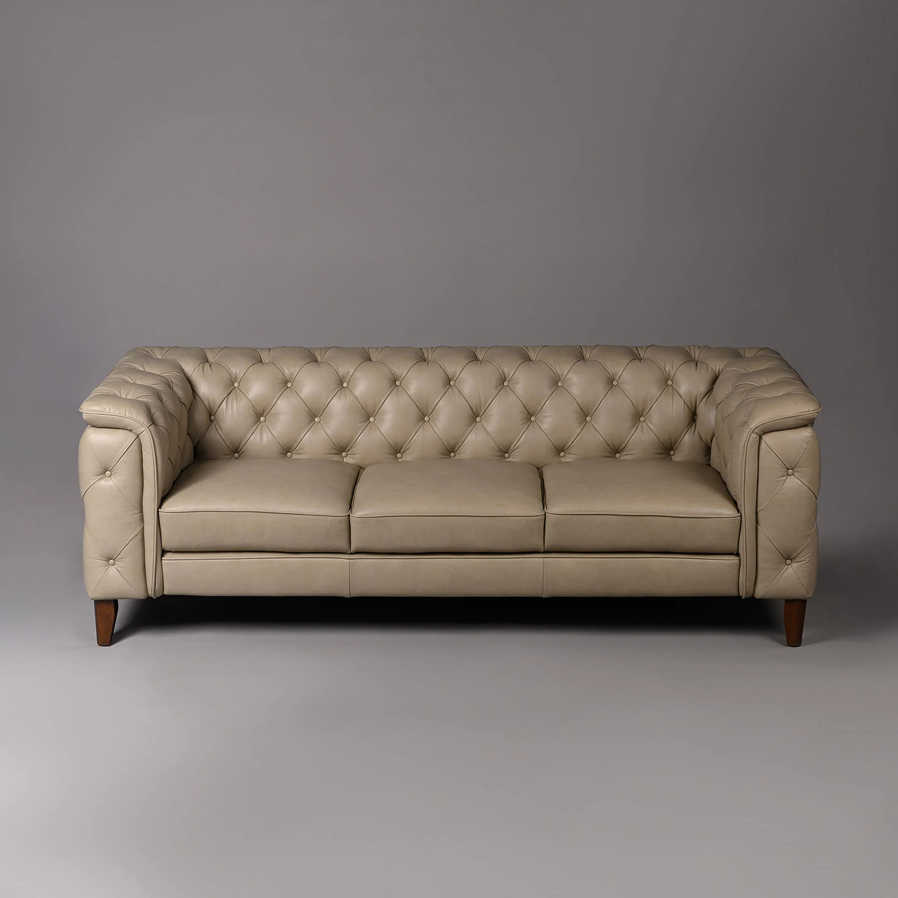 Exeter Chesterfield Three Seater Sofa Beige - Image 4