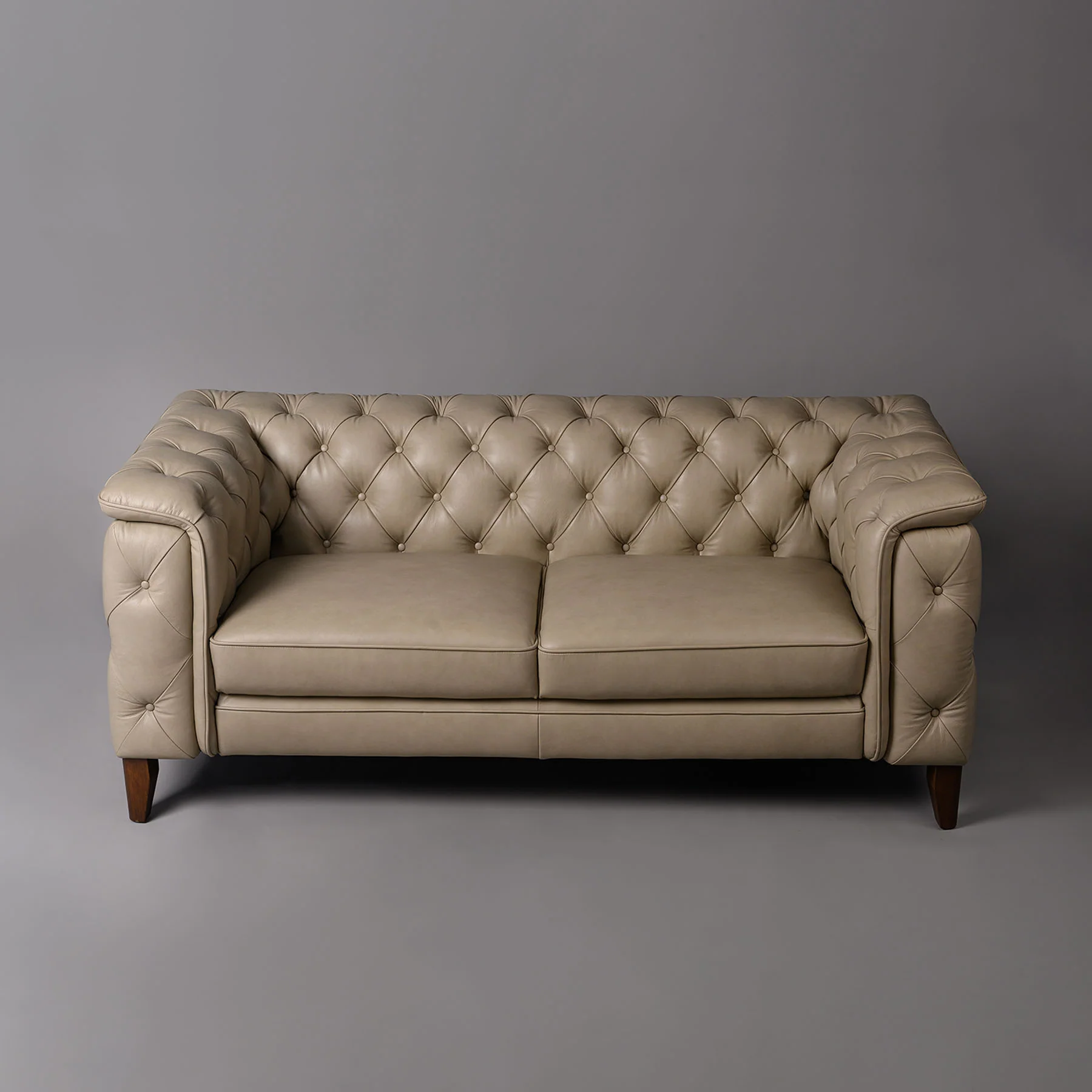 Exeter Chesterfield Two Seater Sofa Beige - Image 4