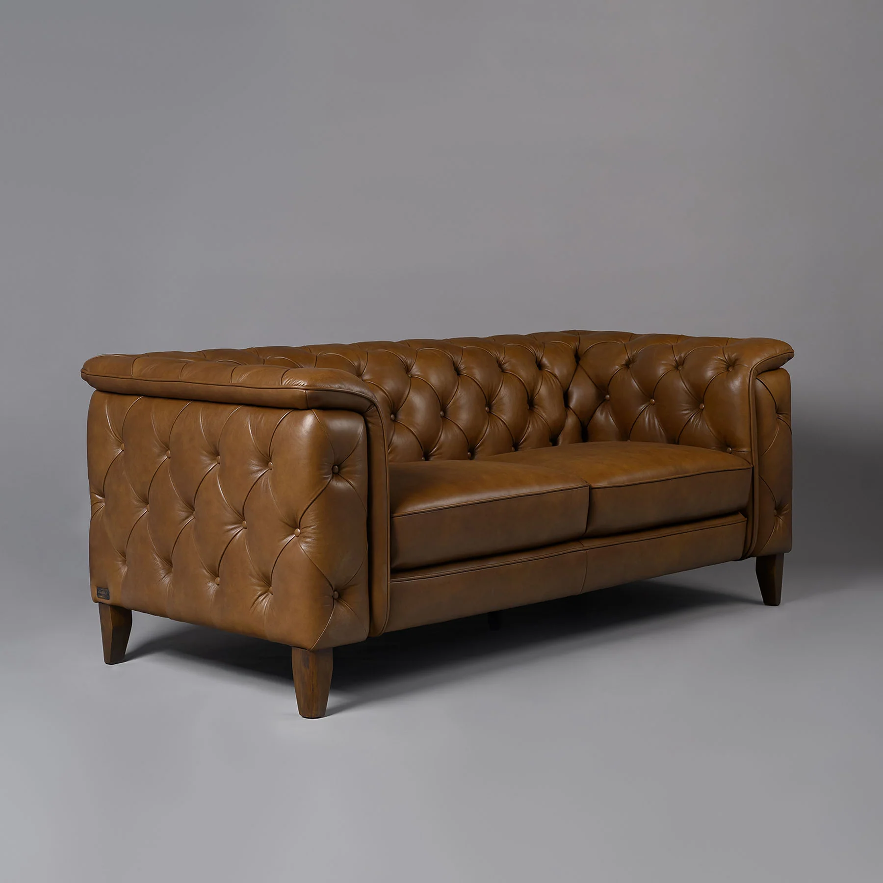 Exeter Chesterfield Two Seater Sofa Brown - Image 2