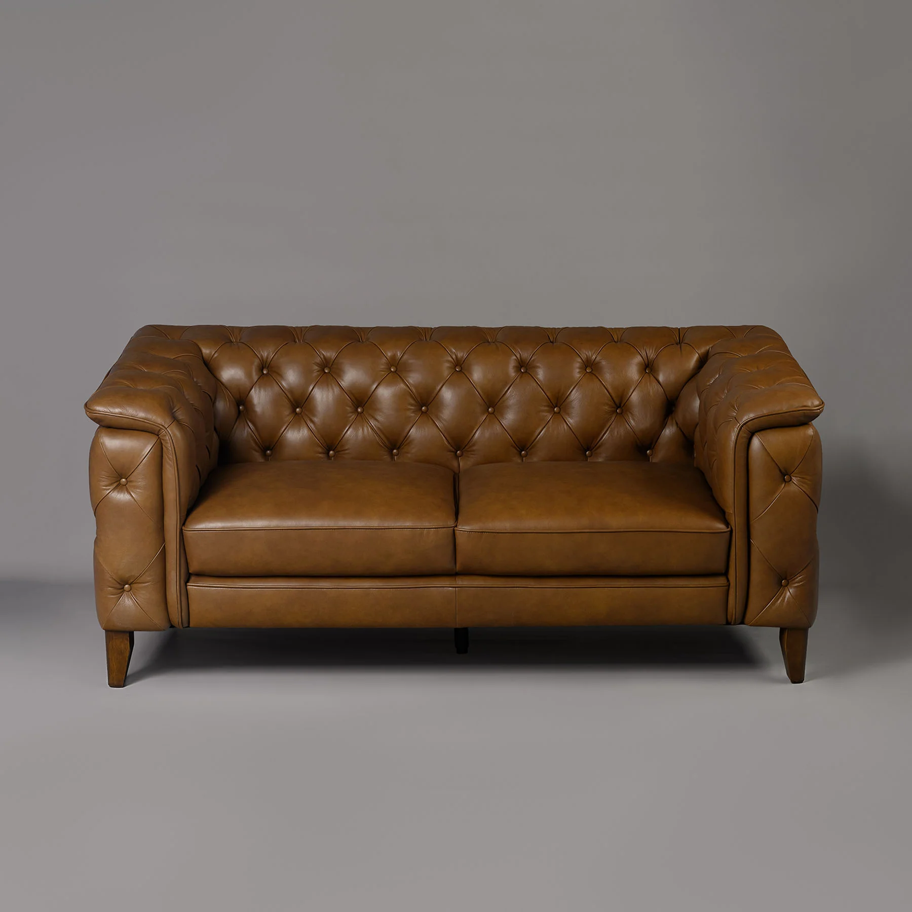 Exeter Chesterfield Two Seater Sofa Brown - Image 4