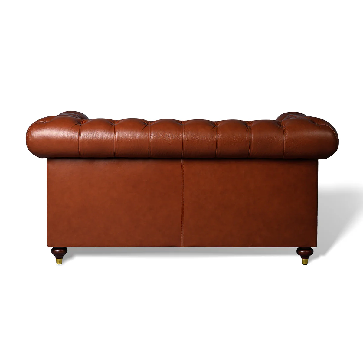 Chesterfield Genuine Leather Two Seater Sofa Cognac - Image 4