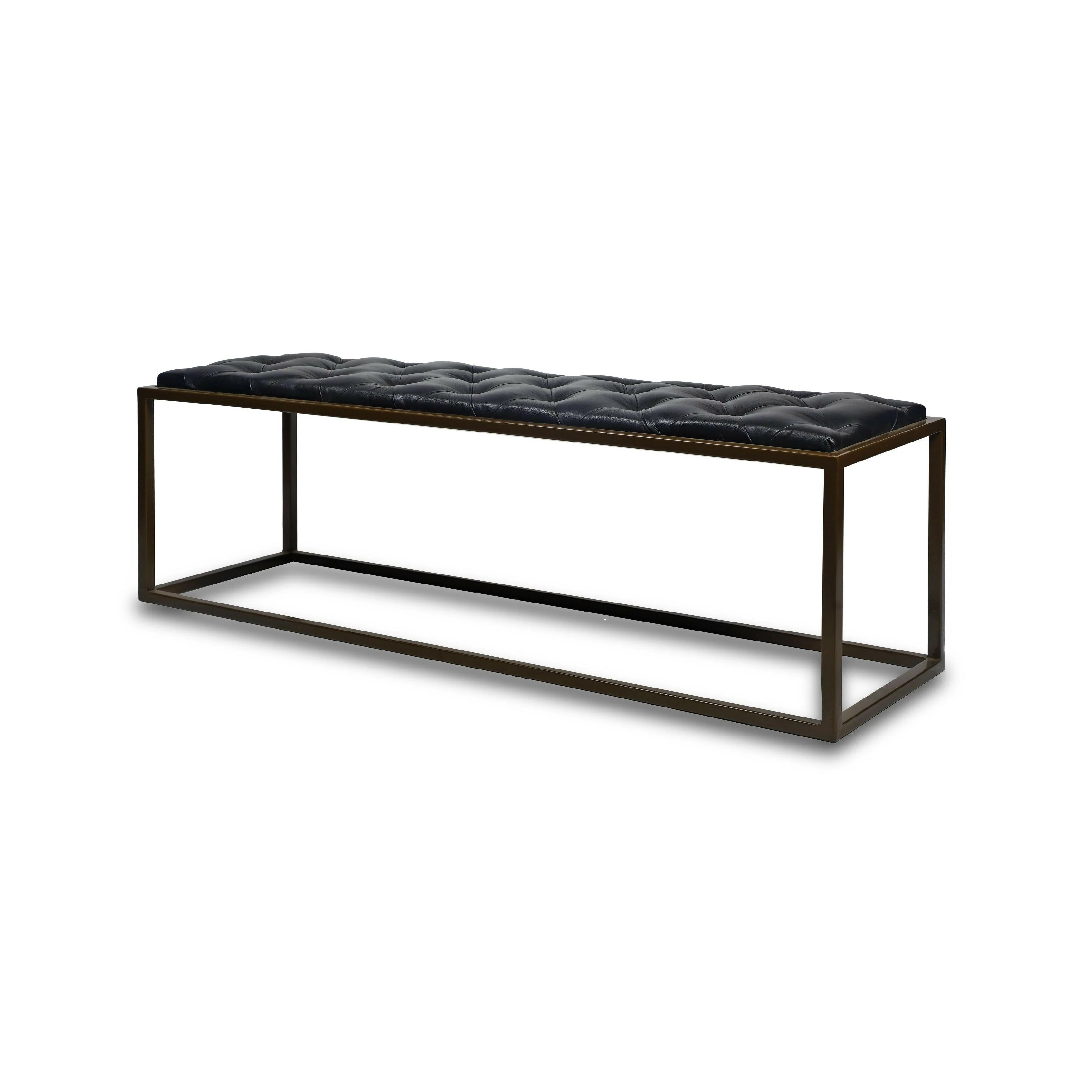 Genuine Leather Cushioned Bench In Black Colour - Image 3