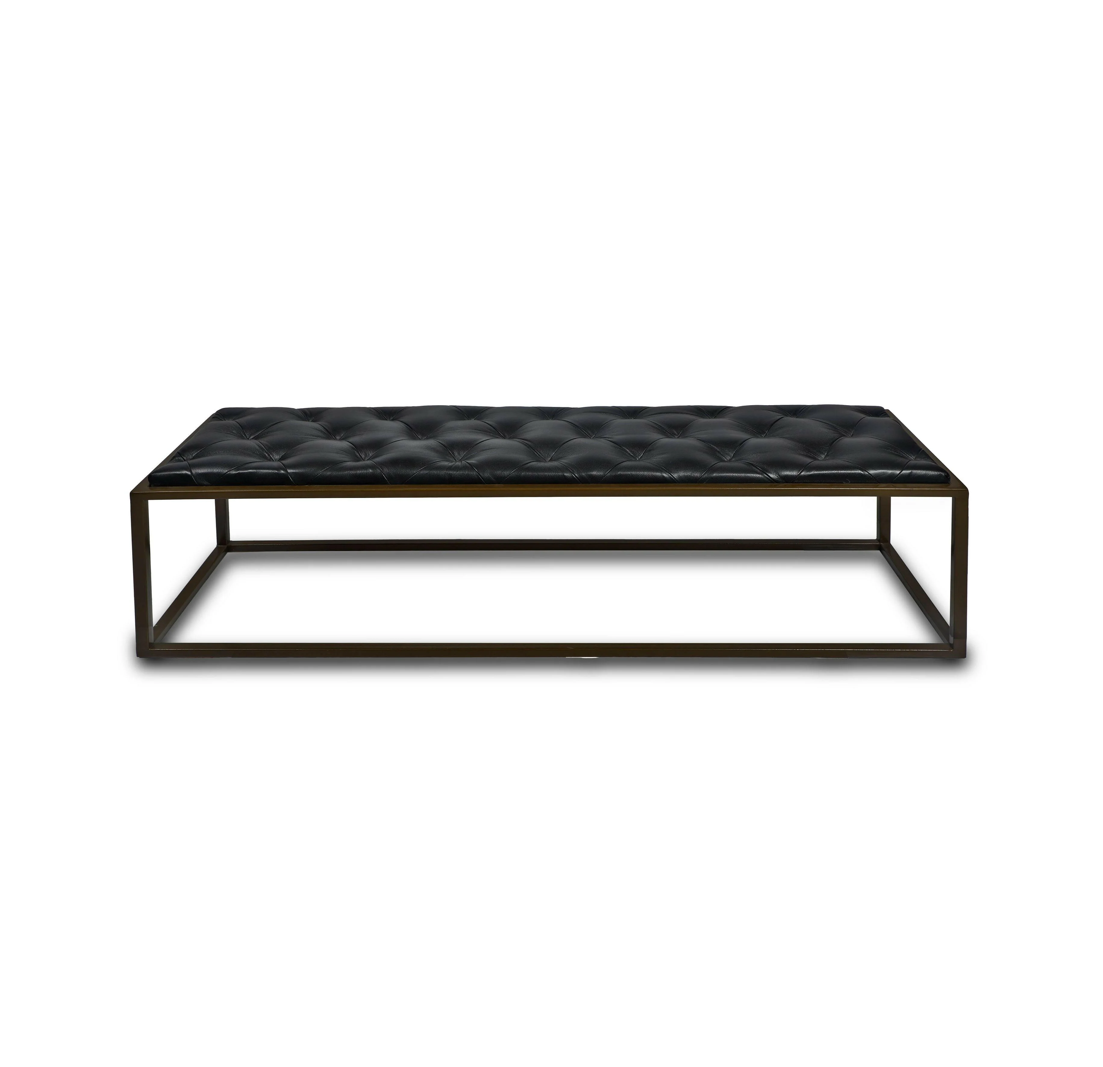 Genuine Leather Cushioned Bench In Black Colour - Image 4