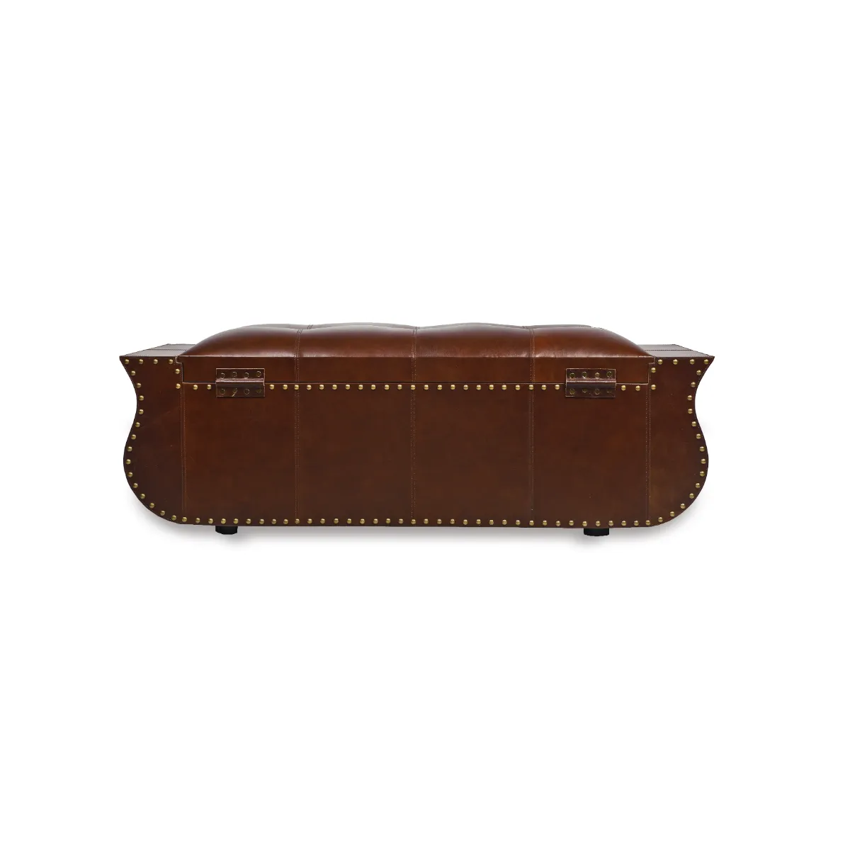 Genuine Leather Ottoman With Storage In Brown Colour - Image 3