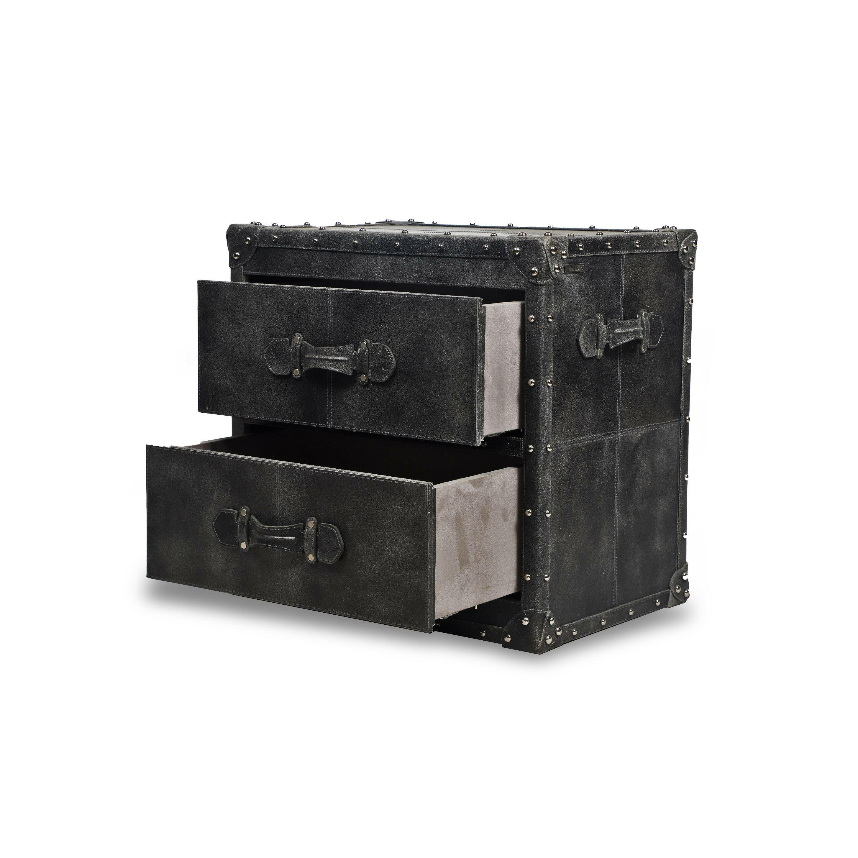 Genuine Leather Side Table In Grey Colour - Image 3