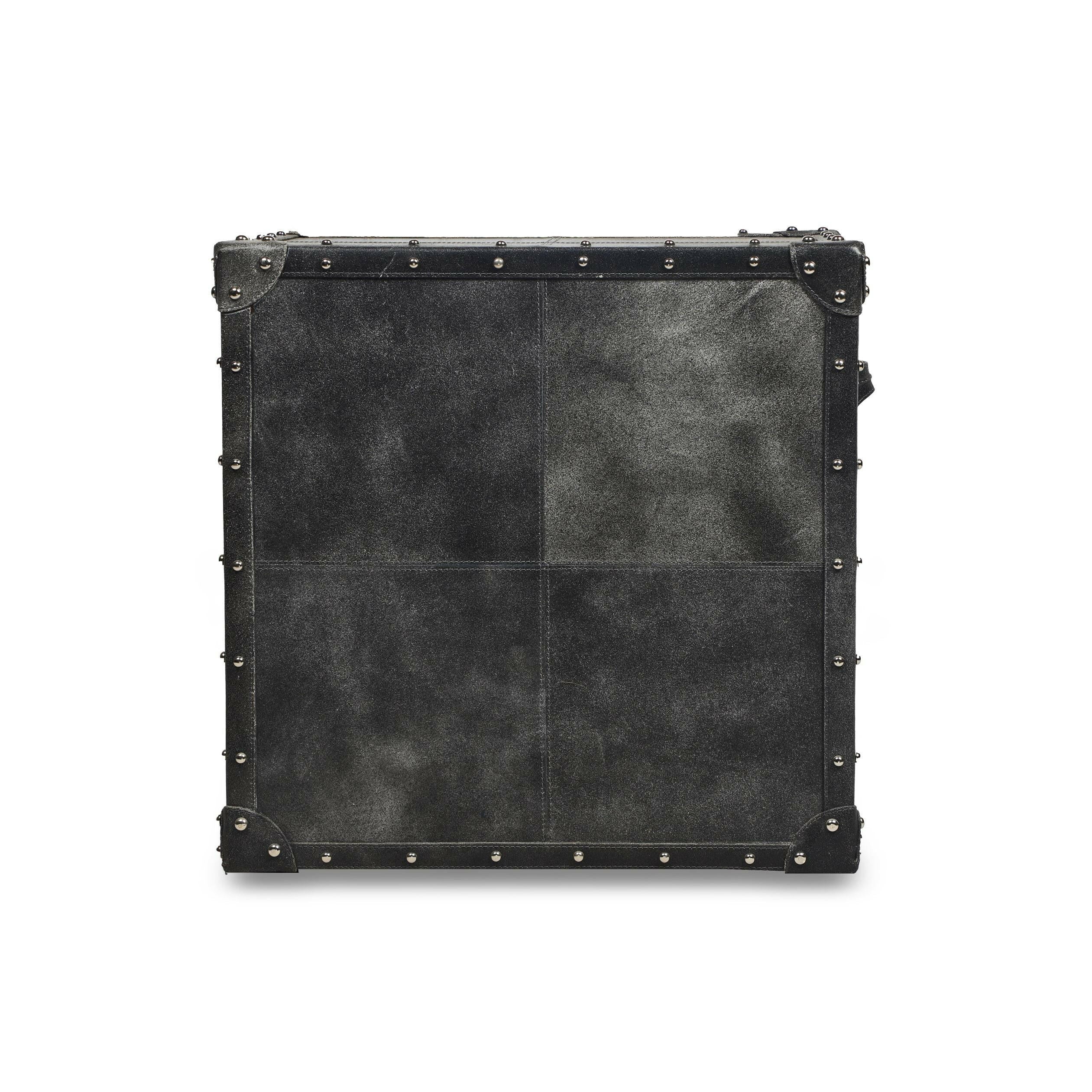 Genuine Leather Side Table In Grey Colour - Image 5