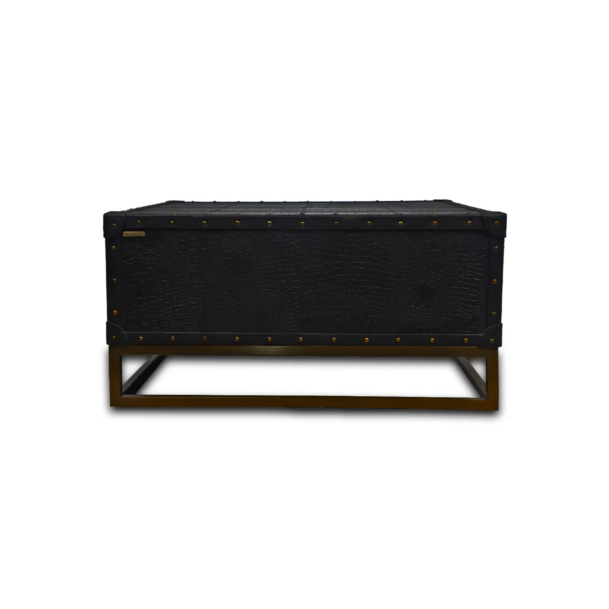 Genuine Leather Square Centre Table With Open Shelf In Black Colour - Image 5