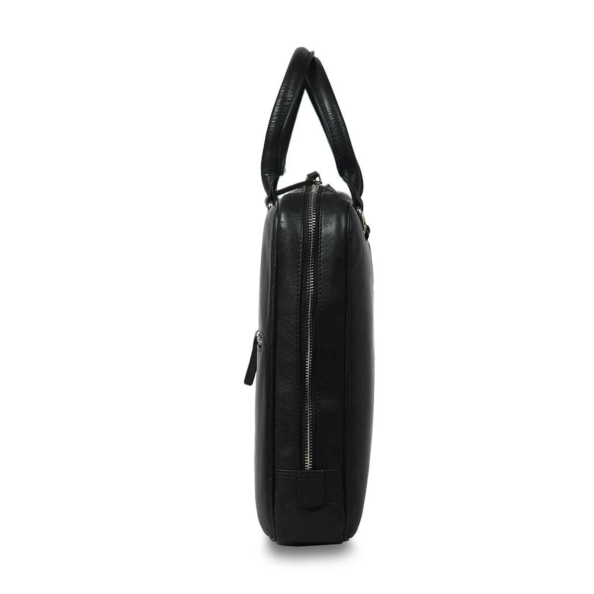 Genuine Waxy Leather Laptop Bag Black - Image 5