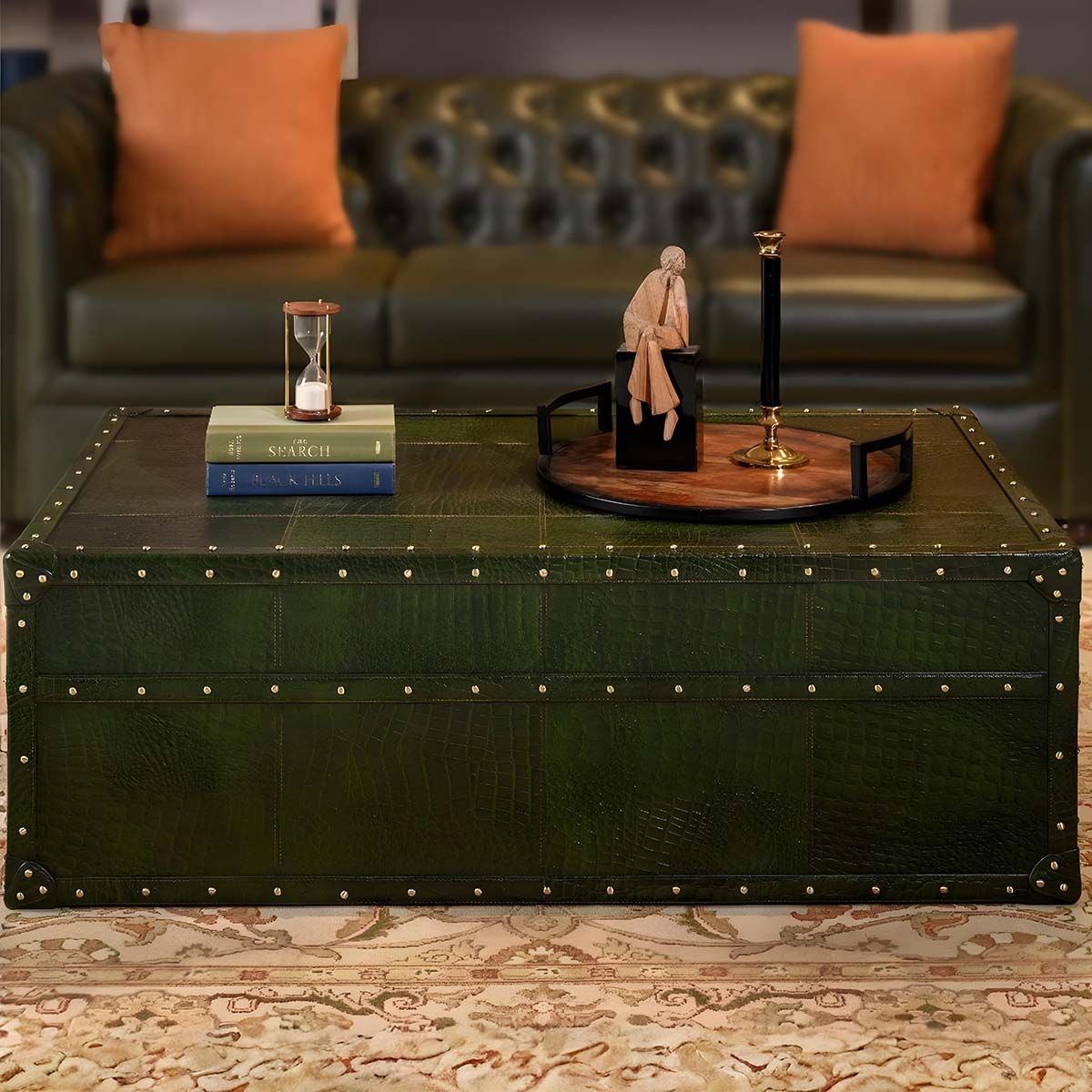 Stateroom Trunk Coffee Table Green - Image 6