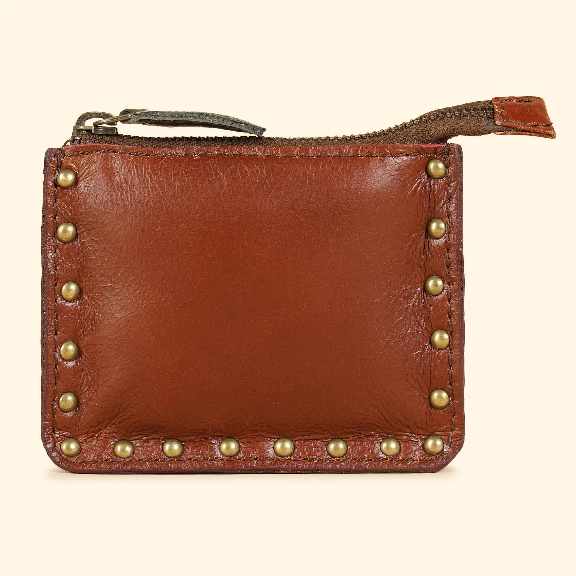 Ines Small Utility Pouch - Genuine Waxy Leather Cognac - Image 3