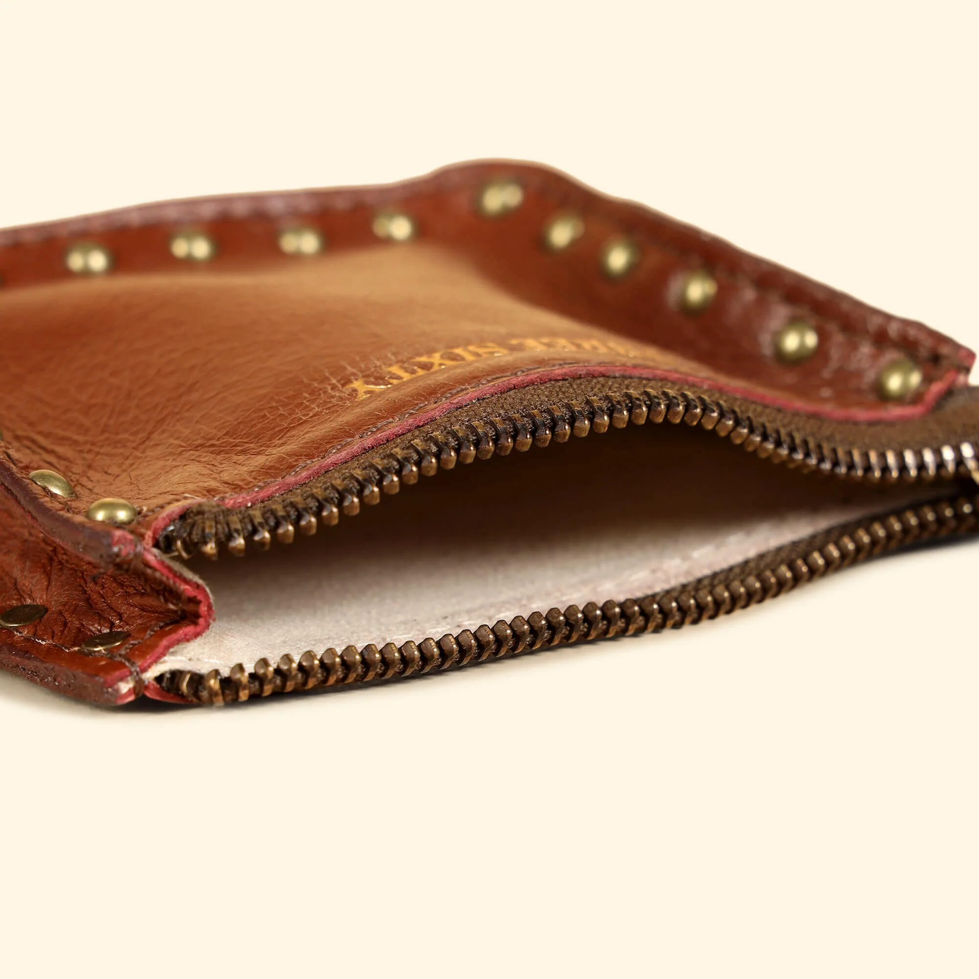Ines Small Utility Pouch - Genuine Waxy Leather Cognac - Image 4