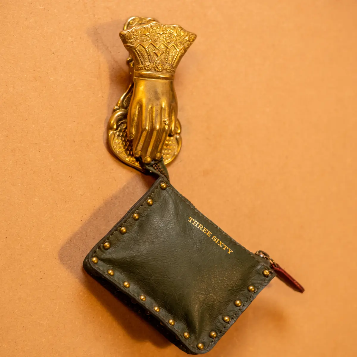 Ines Small Utility Pouch - Genuine Waxy Leather Olive Green - Image 5